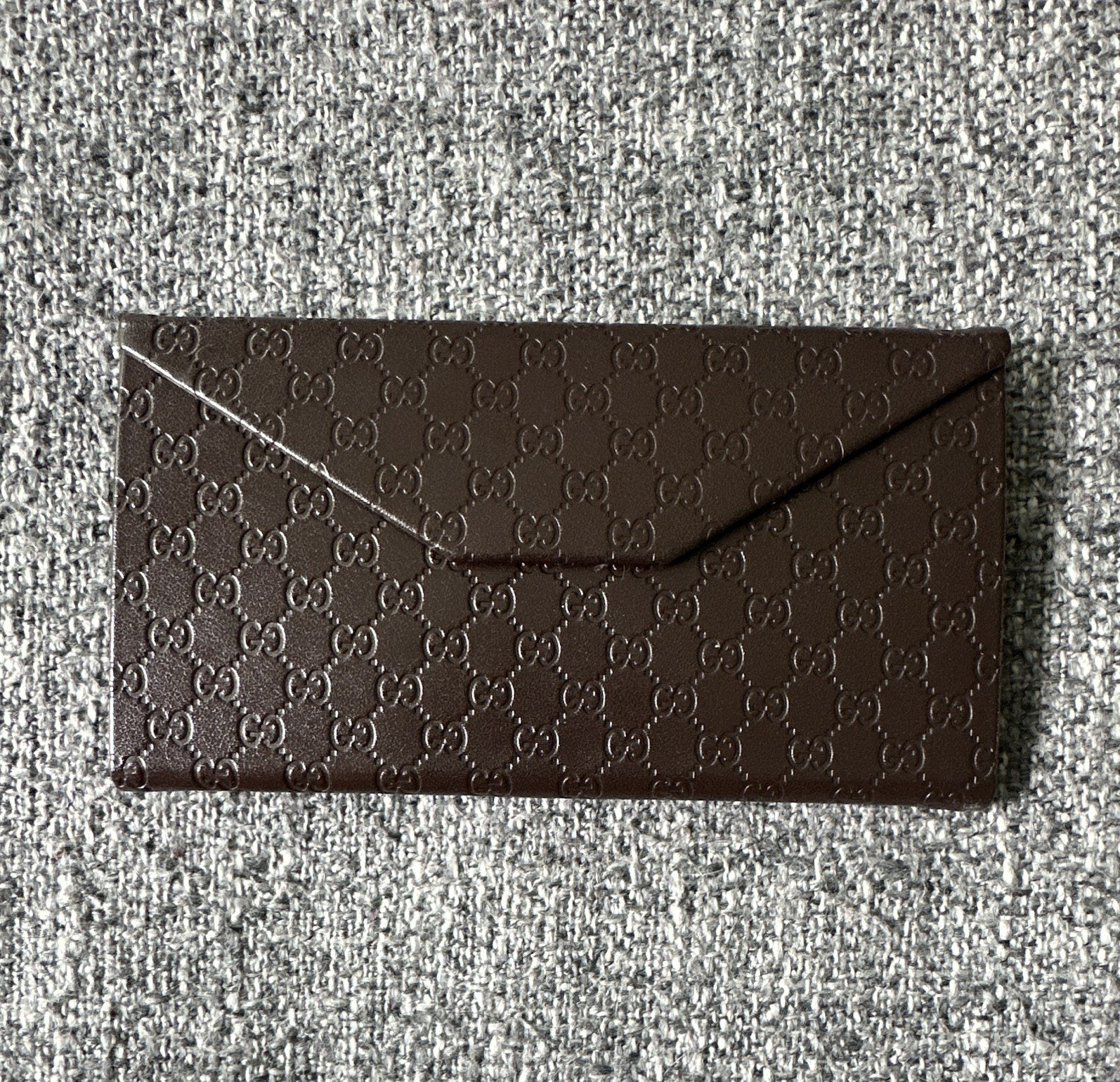 Gucci Women’s Brown Guccissima GG Logo Folding Envelope Wallet w/ Snap Closure