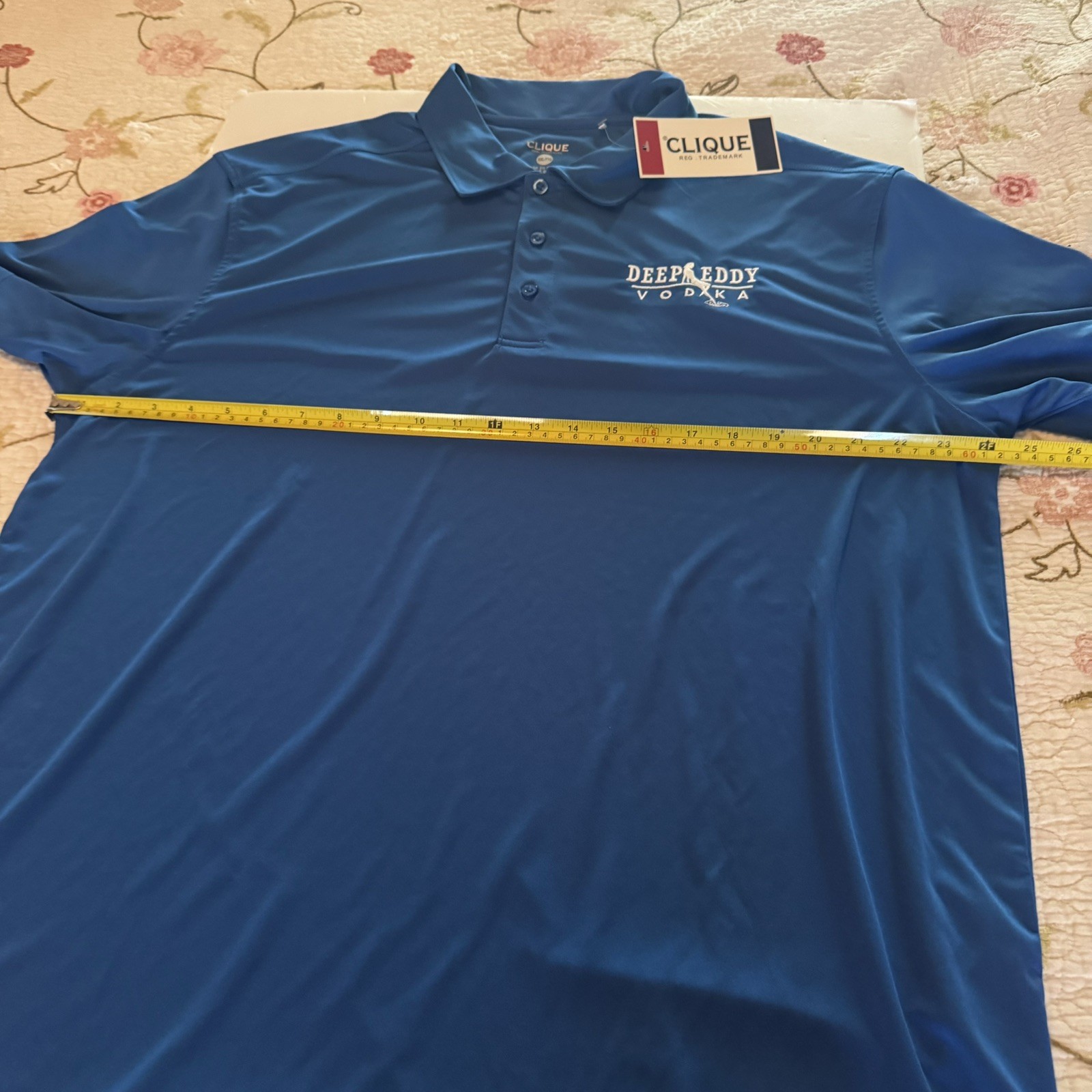DEEP EDDY VODKA Royal Blue Short Sleeve Collared Performance Polo Shirt XXL Mens