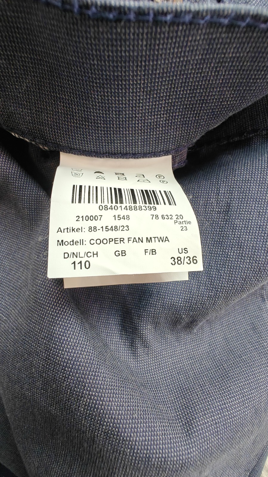 Brax Cooper Fan MTWA Pants Mens 38×36 Blue Straight Leg Stretch Cotton Trousers