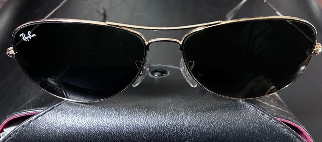Ray-Ban RB3362 001 Cockpit Aviator Sunglasses Gold Black 59mm Case Japan