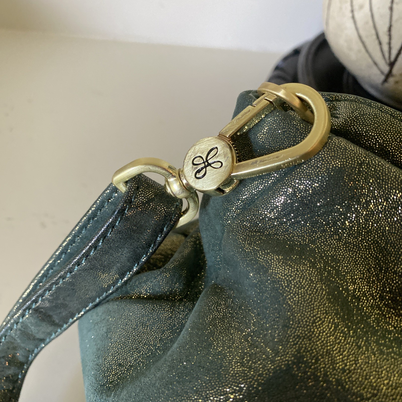 RARE Hobo Sheila Evergreen Shimmer Satchel Bag With Dust Bag NICE!