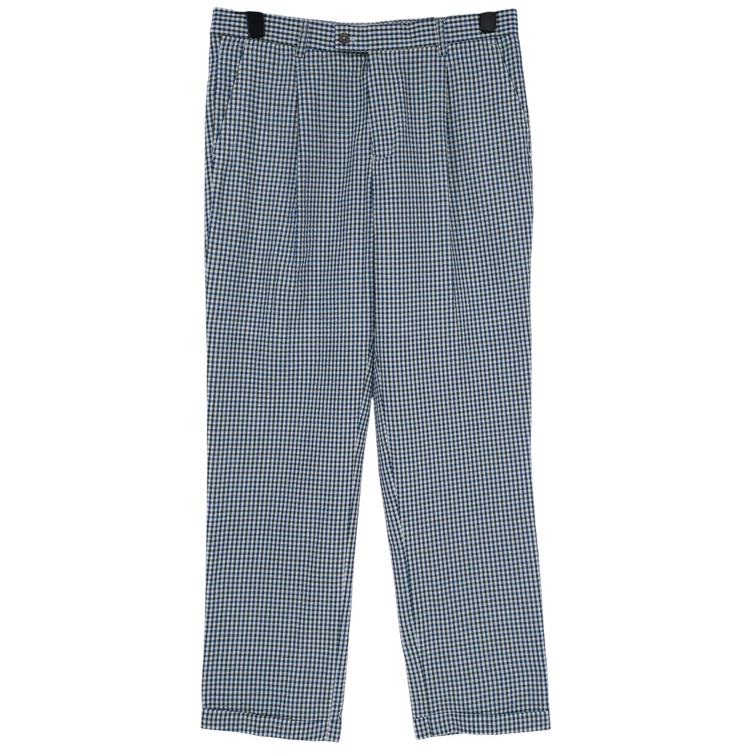 LINEA UOMO Mens Relaxed Straight Fit Seersucker Green Combo Gingham Pants 36X32