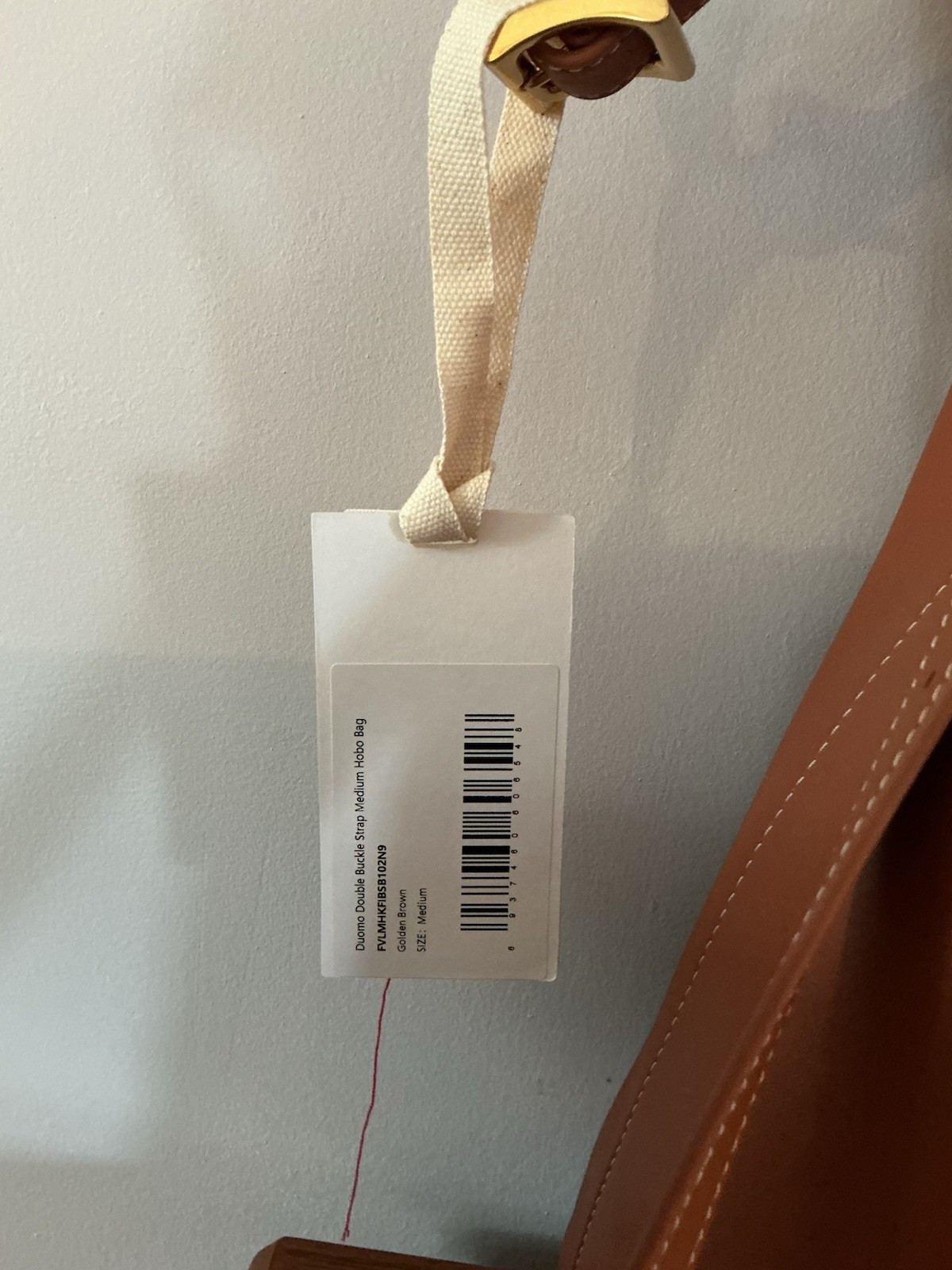 Nwt $488 Fabrique Brown Nappa Leather Duomo Double Buckle Strap Medium Hobo Bag