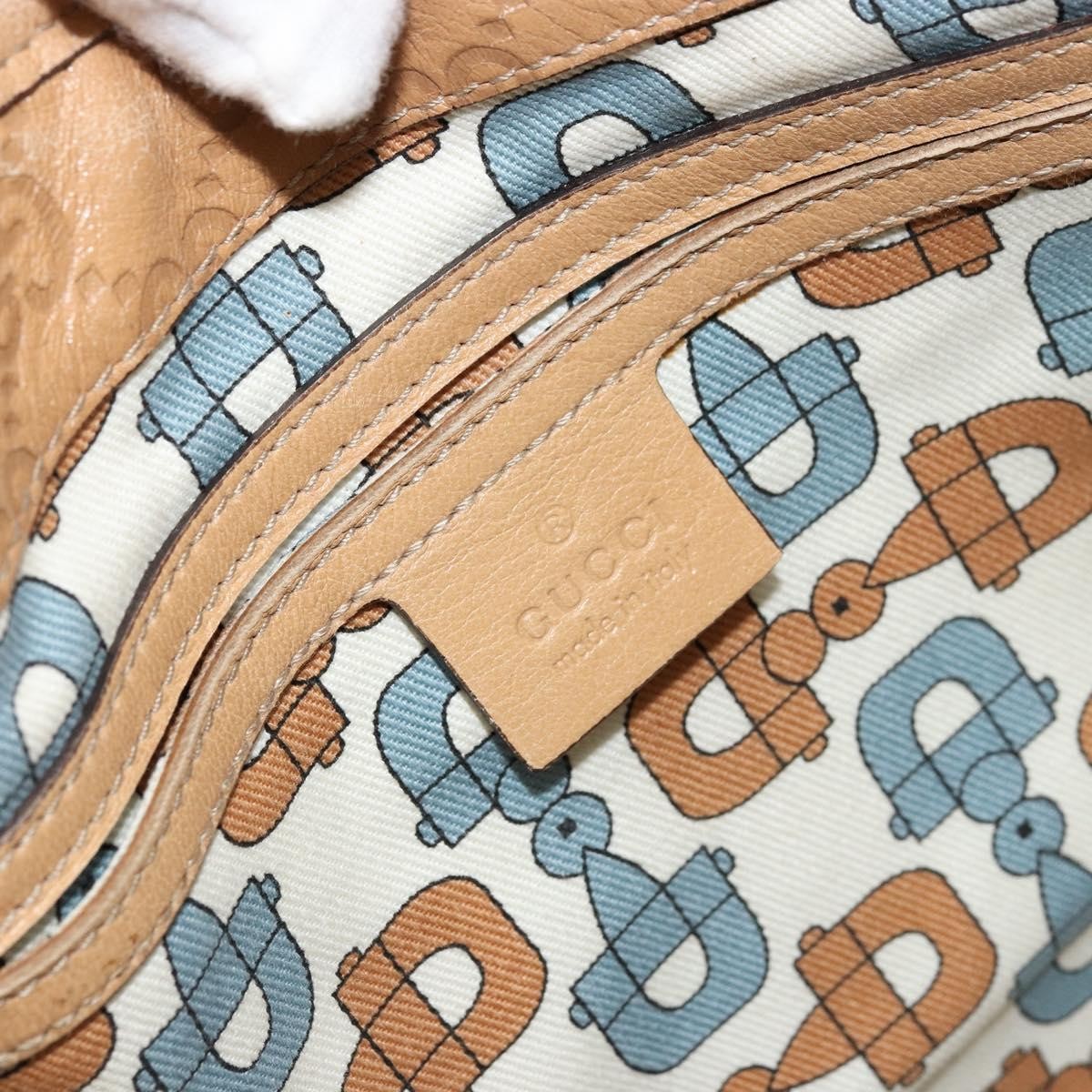 GUCCI GG Canvas Guccissima Jackie Bag Leather Gold Beige 203494 Auth ep14099