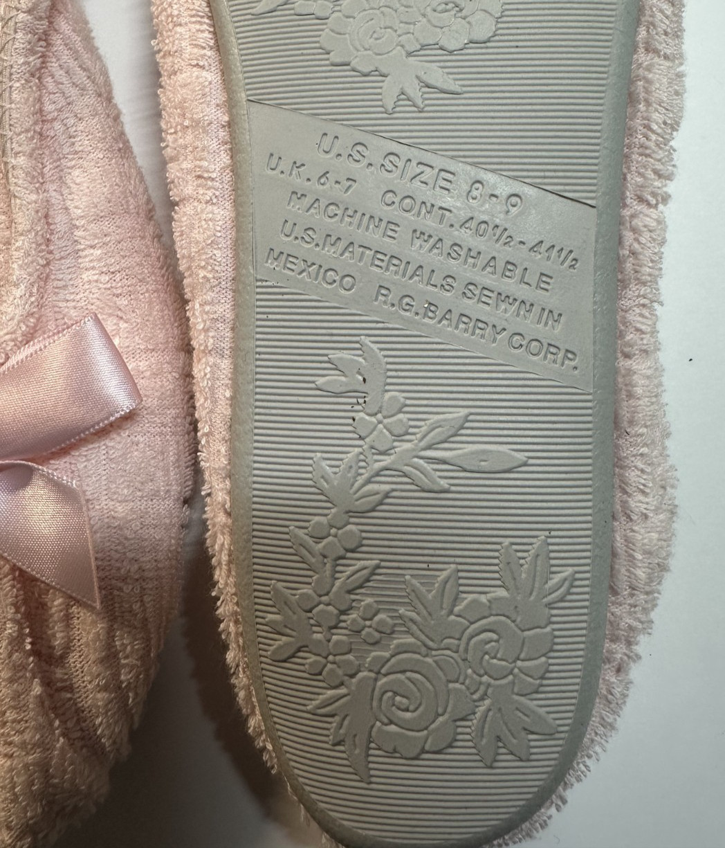 Vintage 80s Snug Treds Slippers Pink Bow Women’s Medium 8-9 NIB R.G. Barry