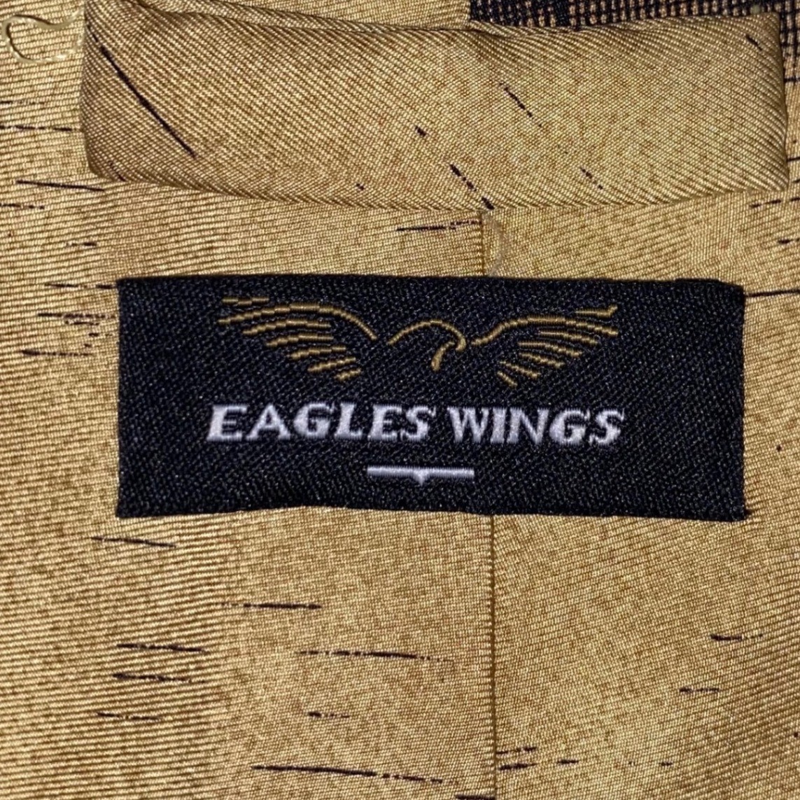 Eagles Wings West Virginia University WVU Silk Tie Sports Collage Tan Blue Gold