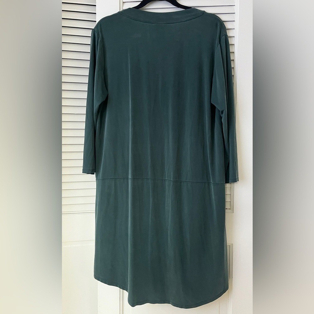 Anthropologie Dolan Left Coast Tegan Green Cupro Tunic Dress V Neck Sz L