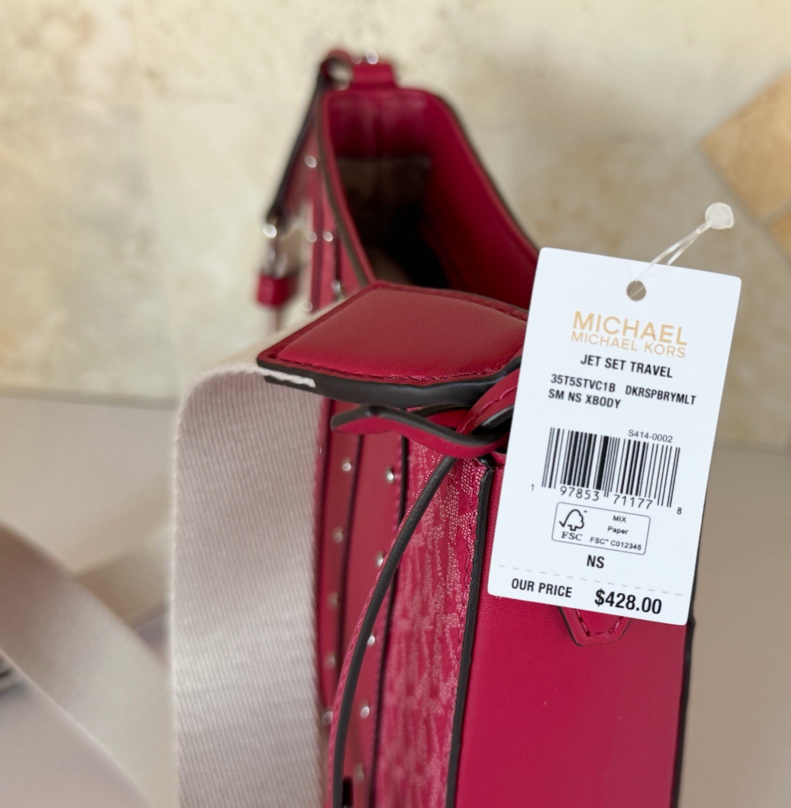 Michael Kors Jet Set Travel SM Shoulder Crossbody Bag MK Dark Raspberry Multi