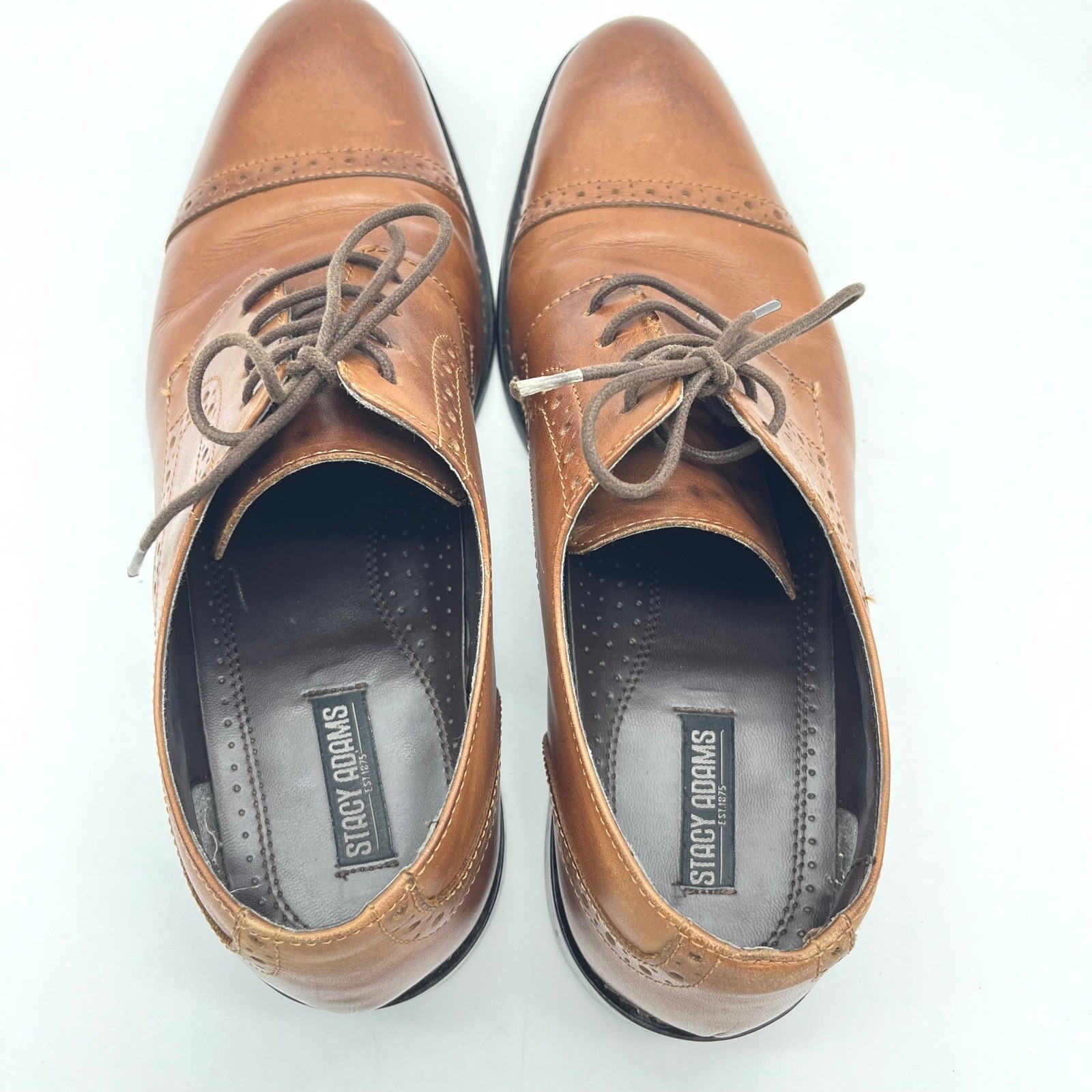 Stacy Adams Mens Brown Leather Cap Toe Oxford Dress Shoes Size 9.5 M 24858