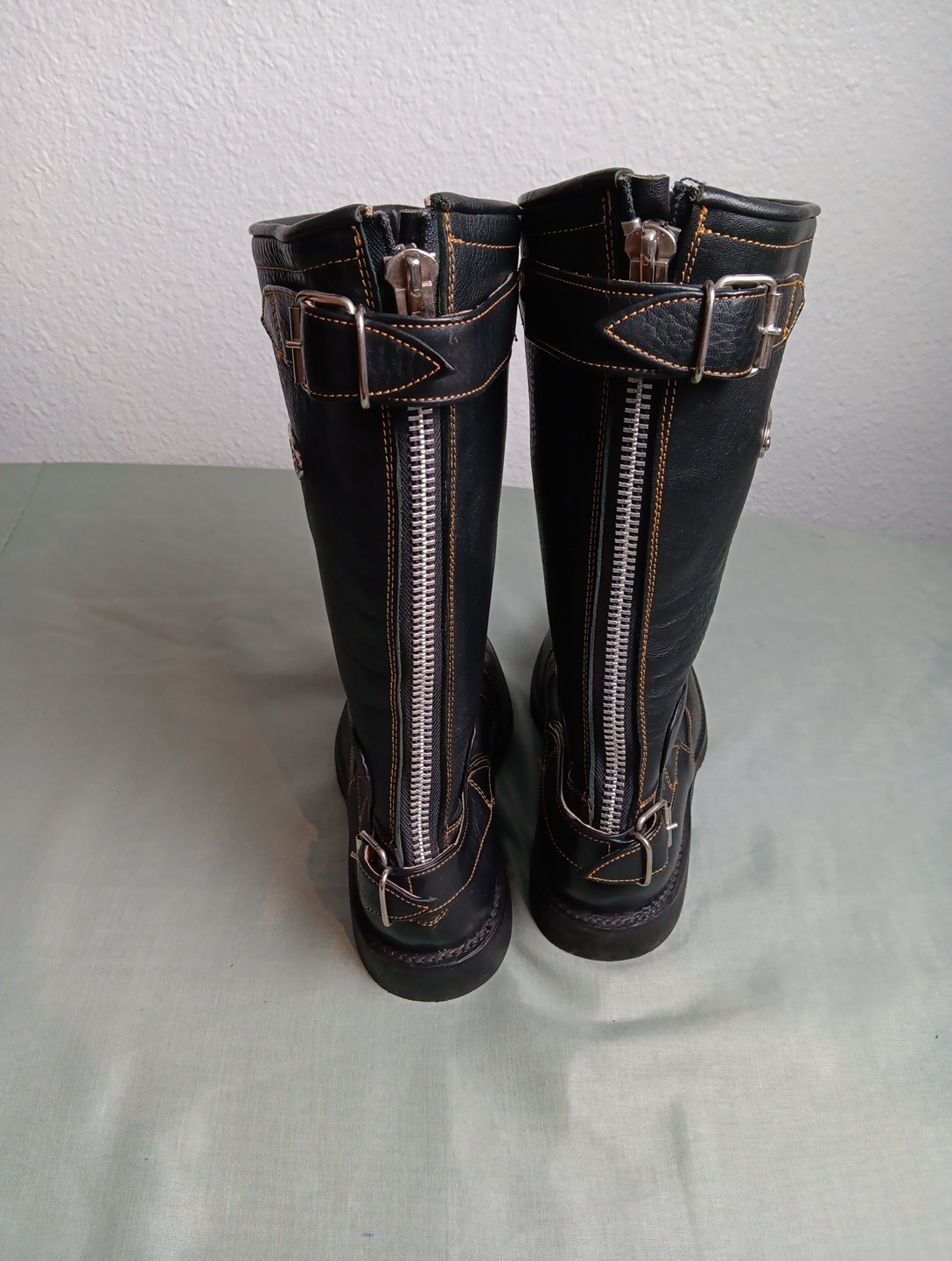 GASOLINA Classic CAFE RACER Motorcycle Boots M 6D / W 8 Black Leather