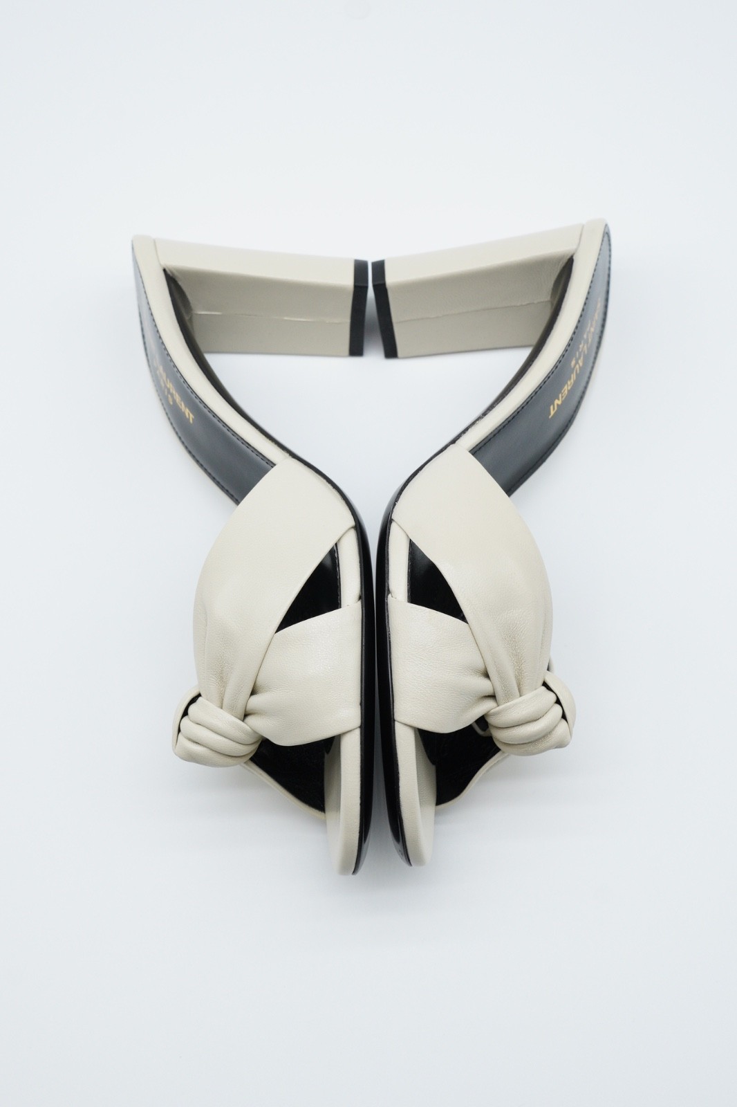 Saint Laurent YSL Biana Heels White Open Toe Leather UK 5.5 US 8.5 EU 38.5 1750G