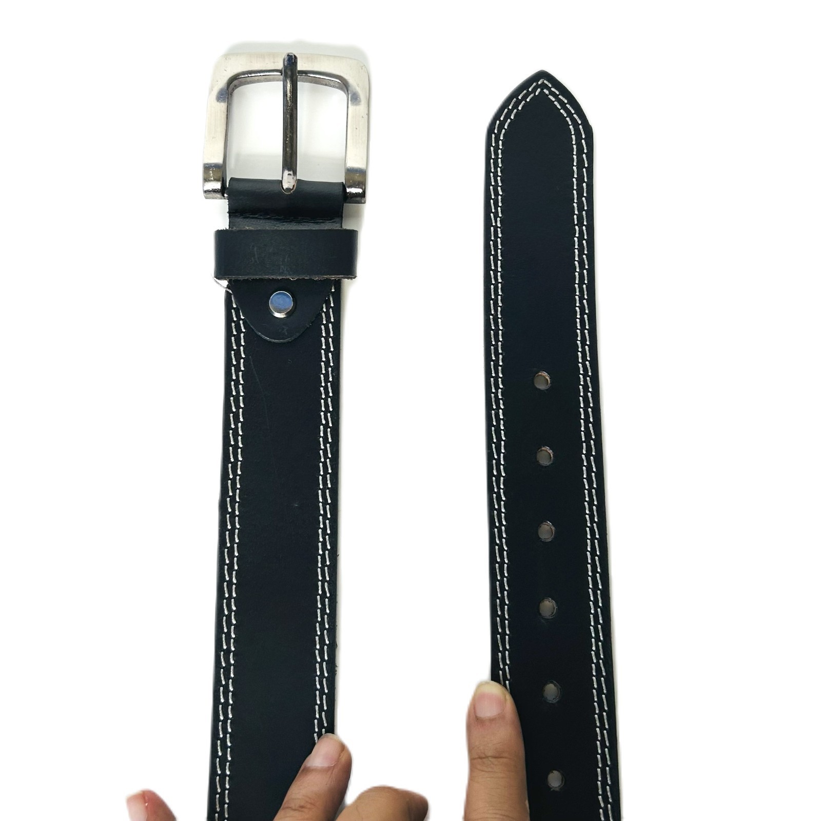 Men’s Genuine Buffalo FULL GRAIN Thick Leather Stitch Heavy Duty Belt 1.5″ width