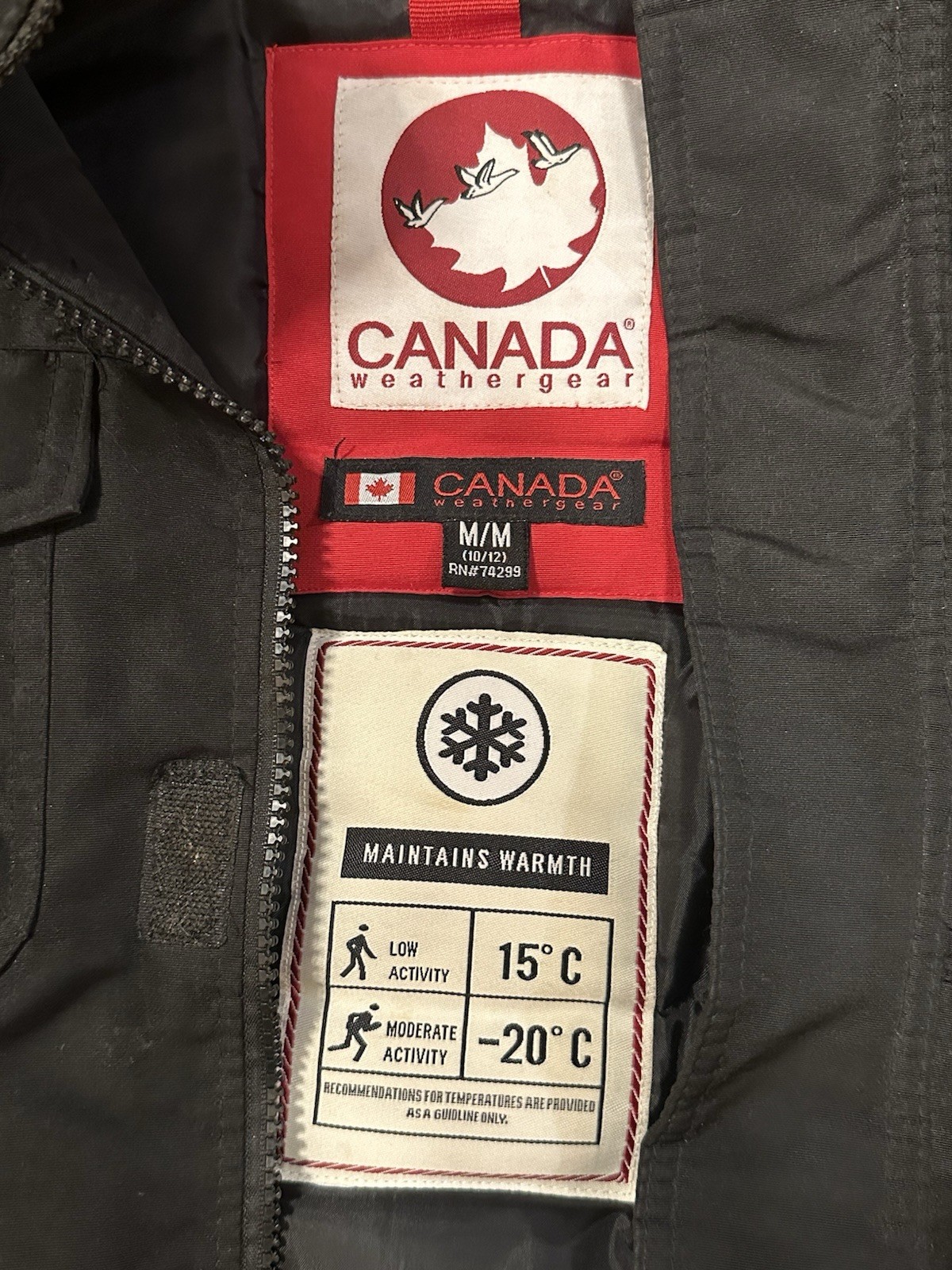 Canada Weathergear Men’s Hooded Parka Jacket Black Fur Trim Full Zip Stand M