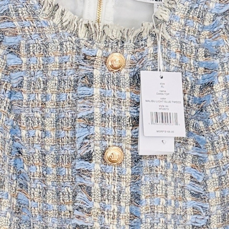 Walter Baker Dara Malibu Light Blue Tweed Top XL