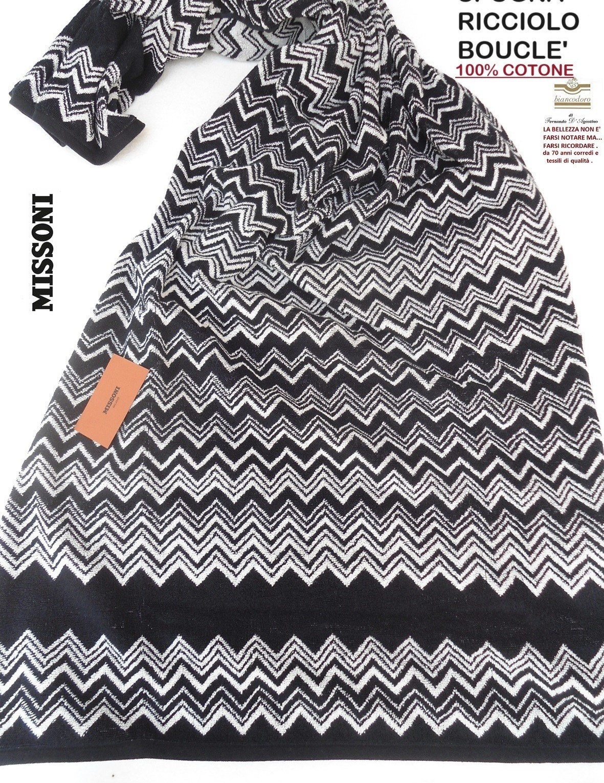 MISSONI unisex sponge cloth; sea pool sauna bath etc. cm. 150 x 100