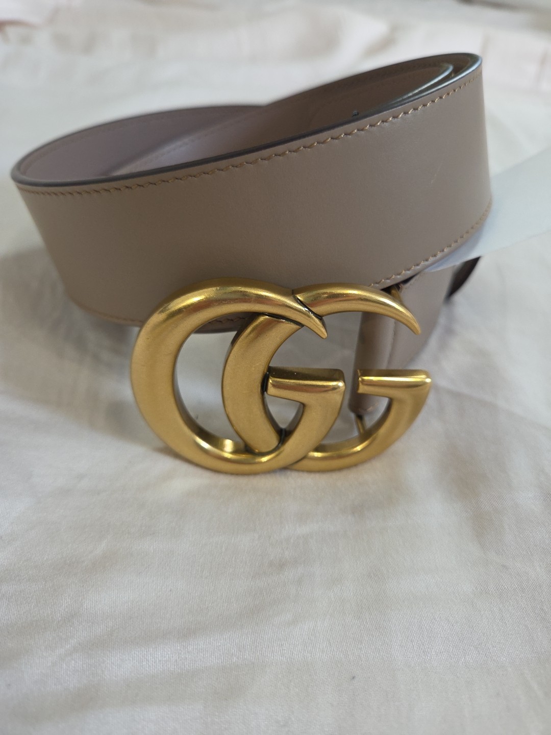 Authentic Gucci Pink Taupe Leather Belt, Women Size 30-32 IT 90CM