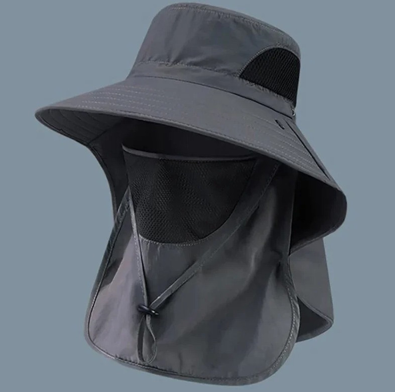 1pc UV Protection Bucket Hat Neck Flap Fishing Hiking Sun Cap Unisex – NEW