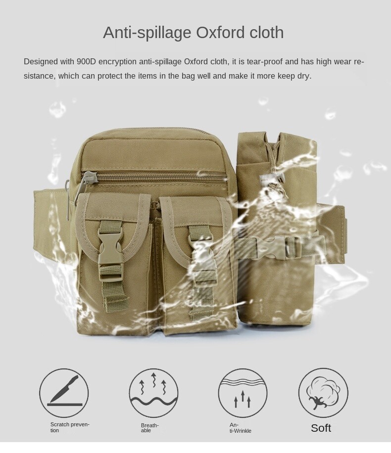 Tactical Waist Bag Waterproof Utility Belt with Water Bottle Holder Fanny Pack