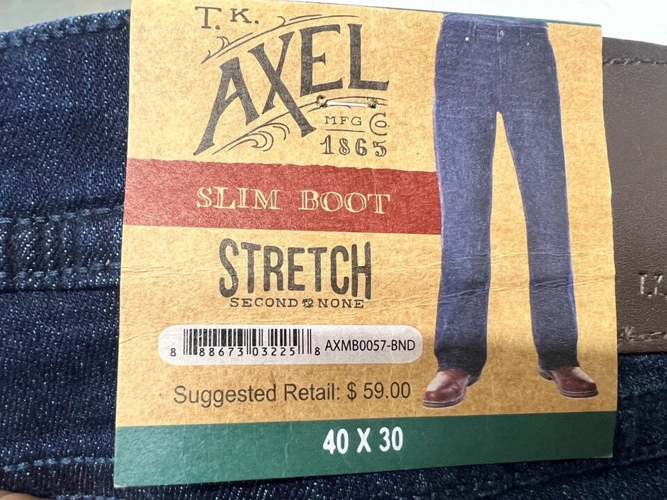 T.K. Axel Slim Boot Cut Stretch Denim Jeans, Dark Wash (BONDI) *CHOOSE SIZE*