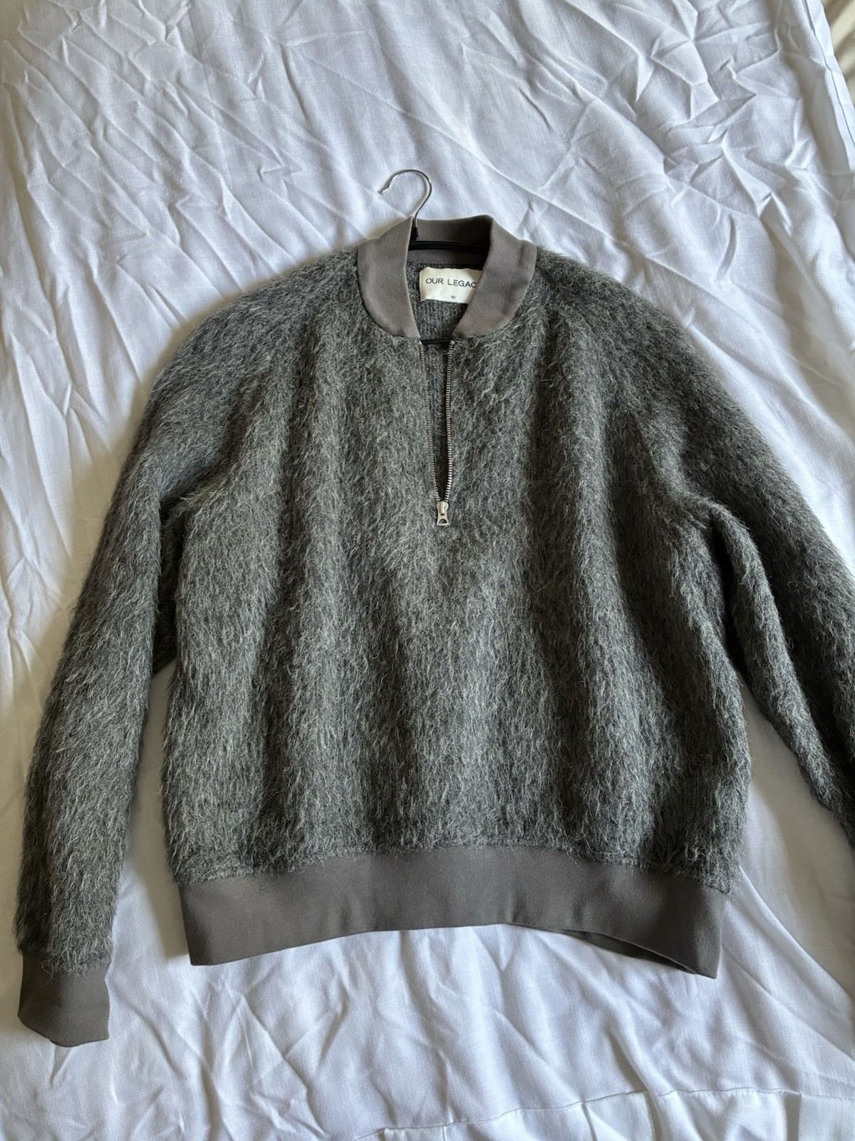 Our Legacy Quarter Zip Mole Grey Hairy Wool Large Size 50