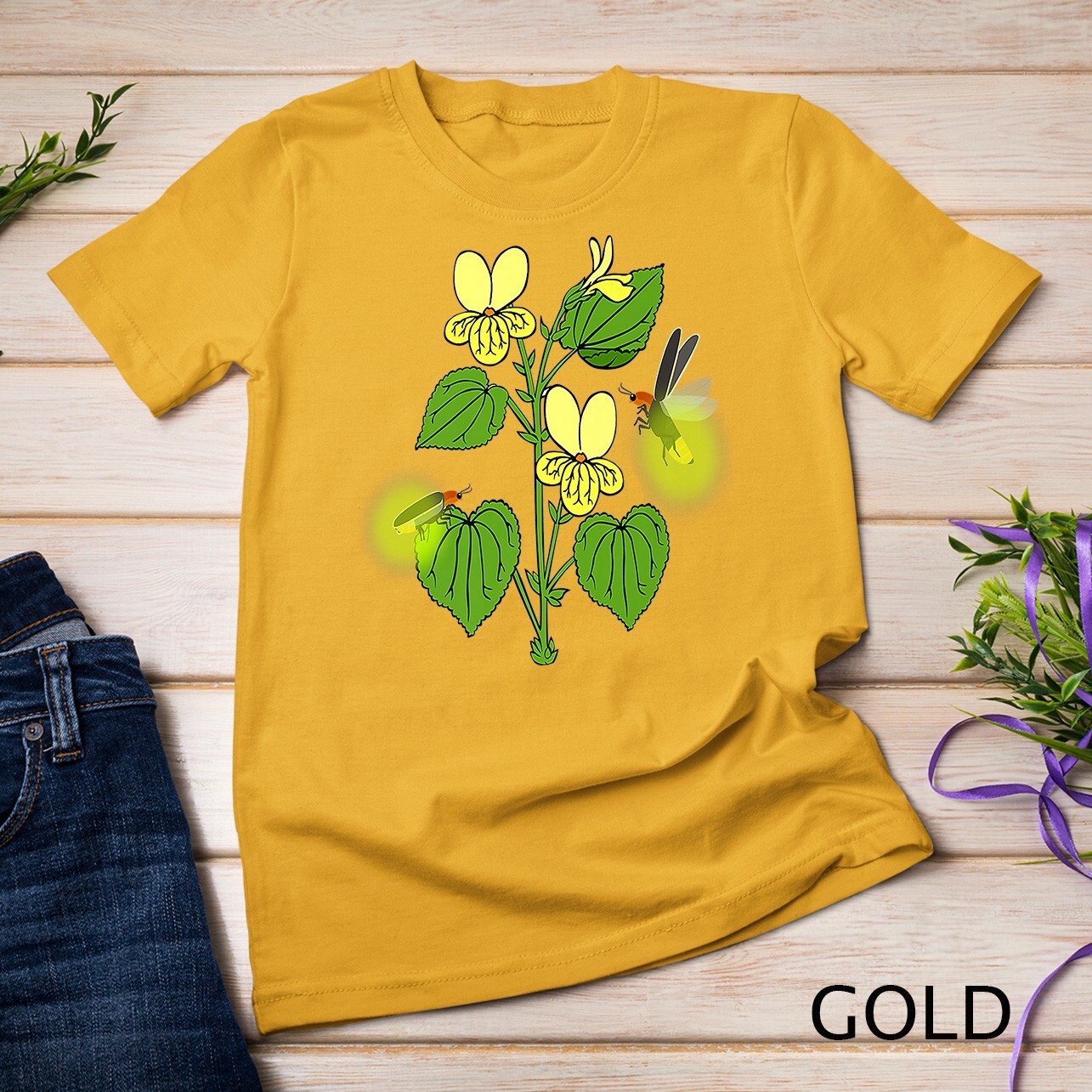 Lightning Bugs and Flowers Bugs Insects Entomology Beetle Premium Unisex T-shirt