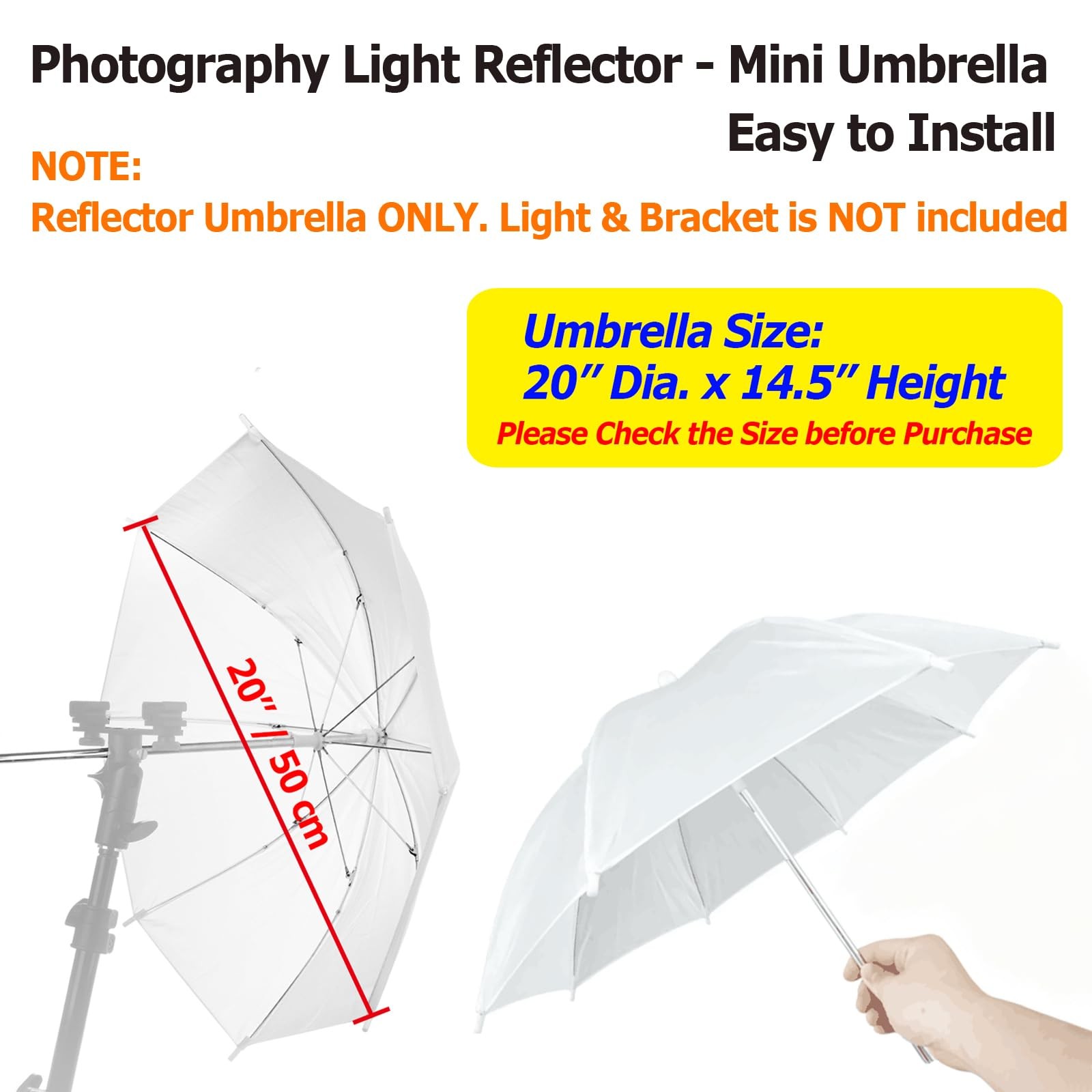 Cosmos 2 Pack Mini Photography Light Reflector Umbrella 20 Inch/ 50cm White