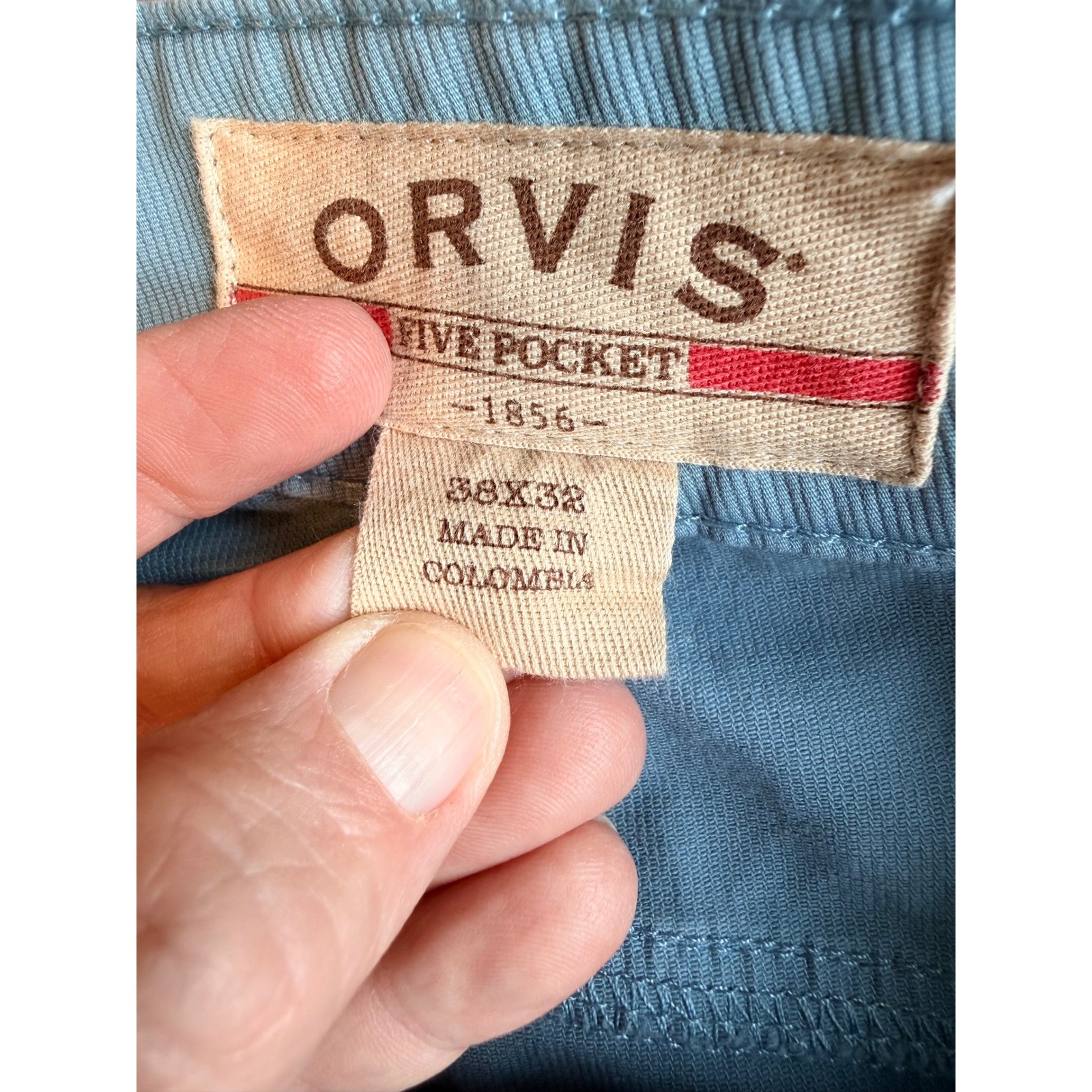 Orvis Mens Light Blue Fine Wale Corduroy Five Pocket Pants 38×32 Straight Leg