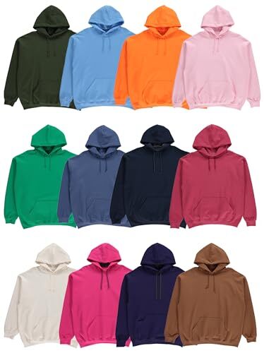 12 & 24 Pack Bulk Adults Mens Wholesale Hoodie Sweatshirts, Cotton Blend Hoodies