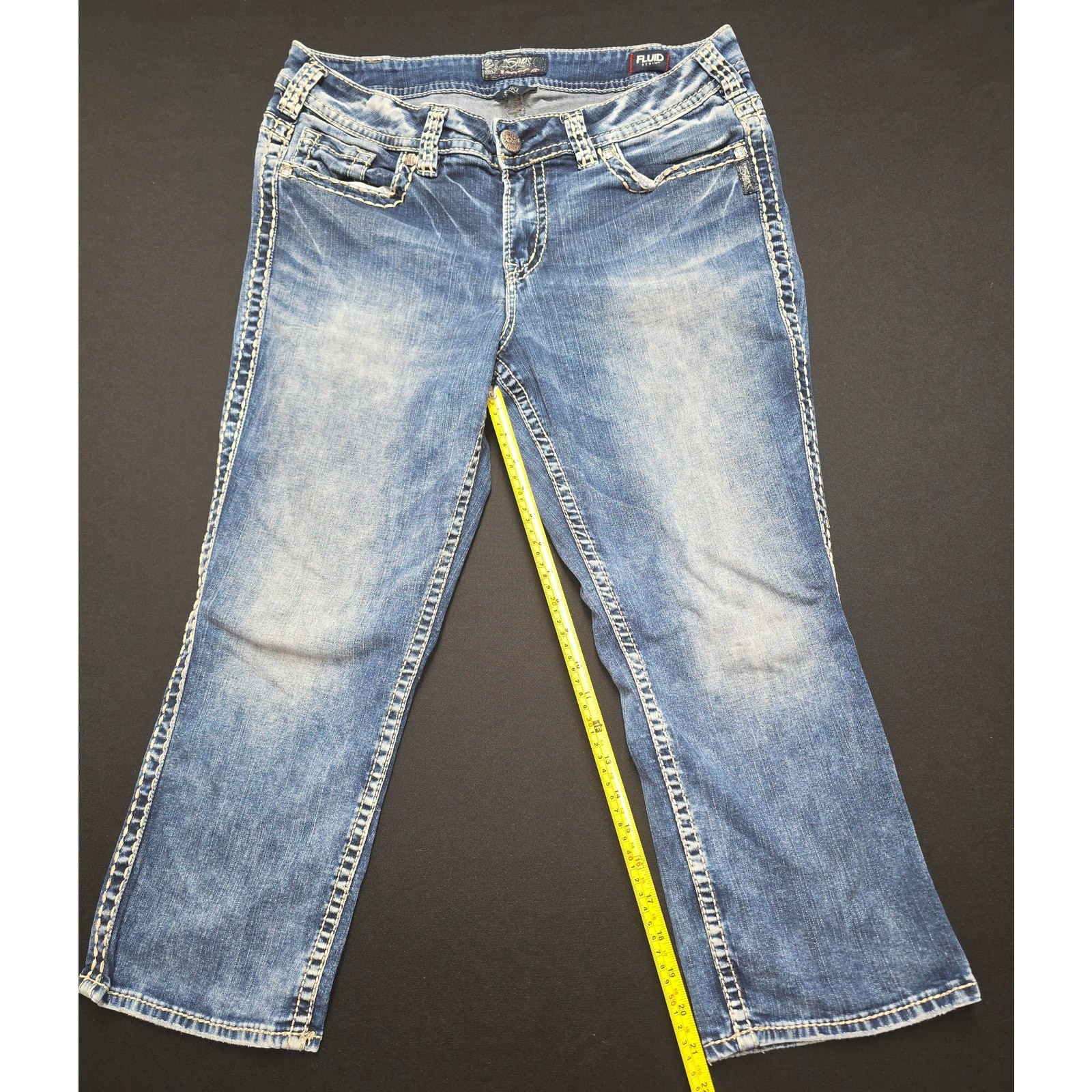 Silver Suki Capri Jeans Womens 30×21 Blue Bootcut Cropped Fluid Denim