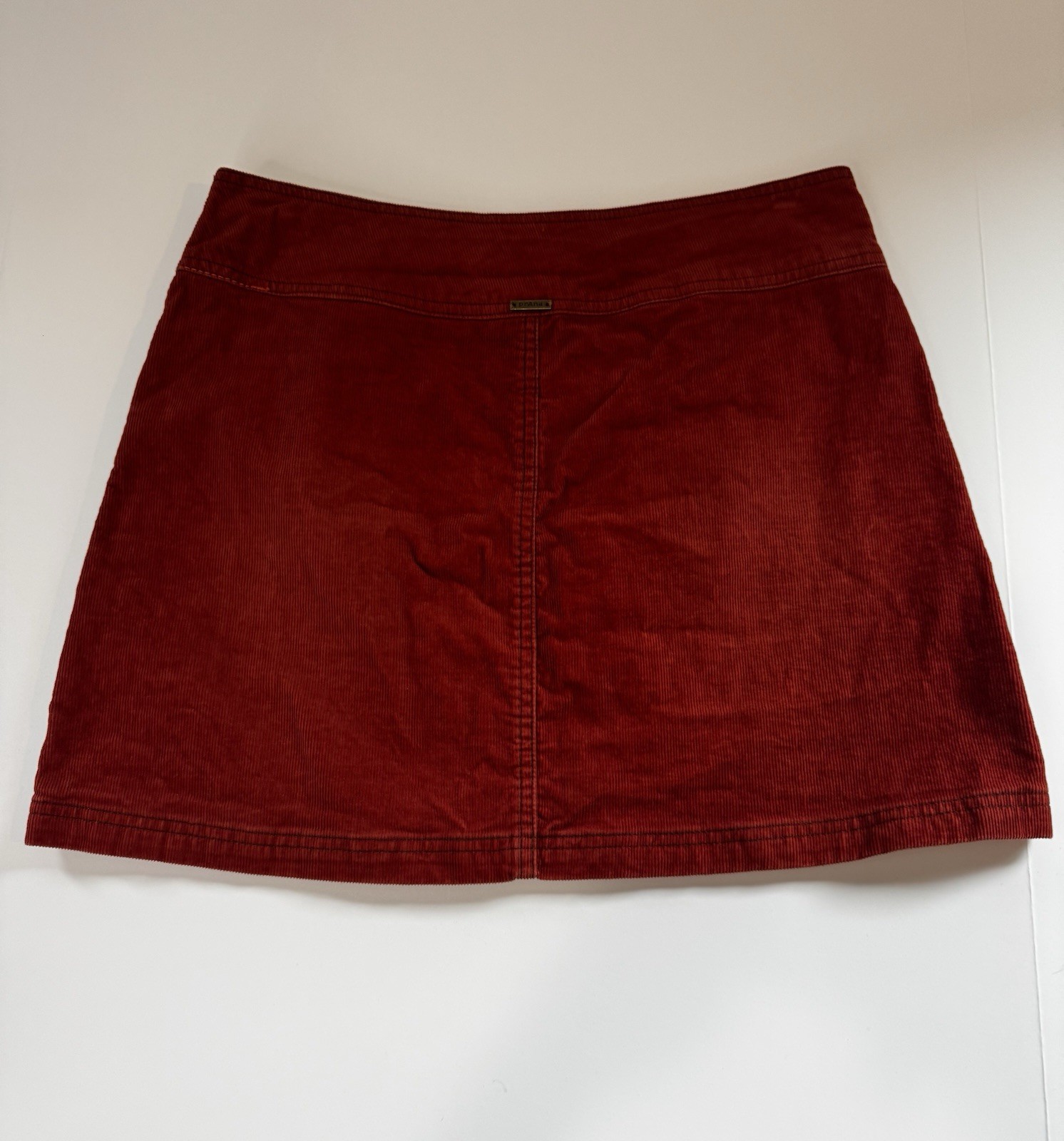 prAna Women’s burnt orange Corduroy Mini Skirt Size 8 Pockets Zip Closure