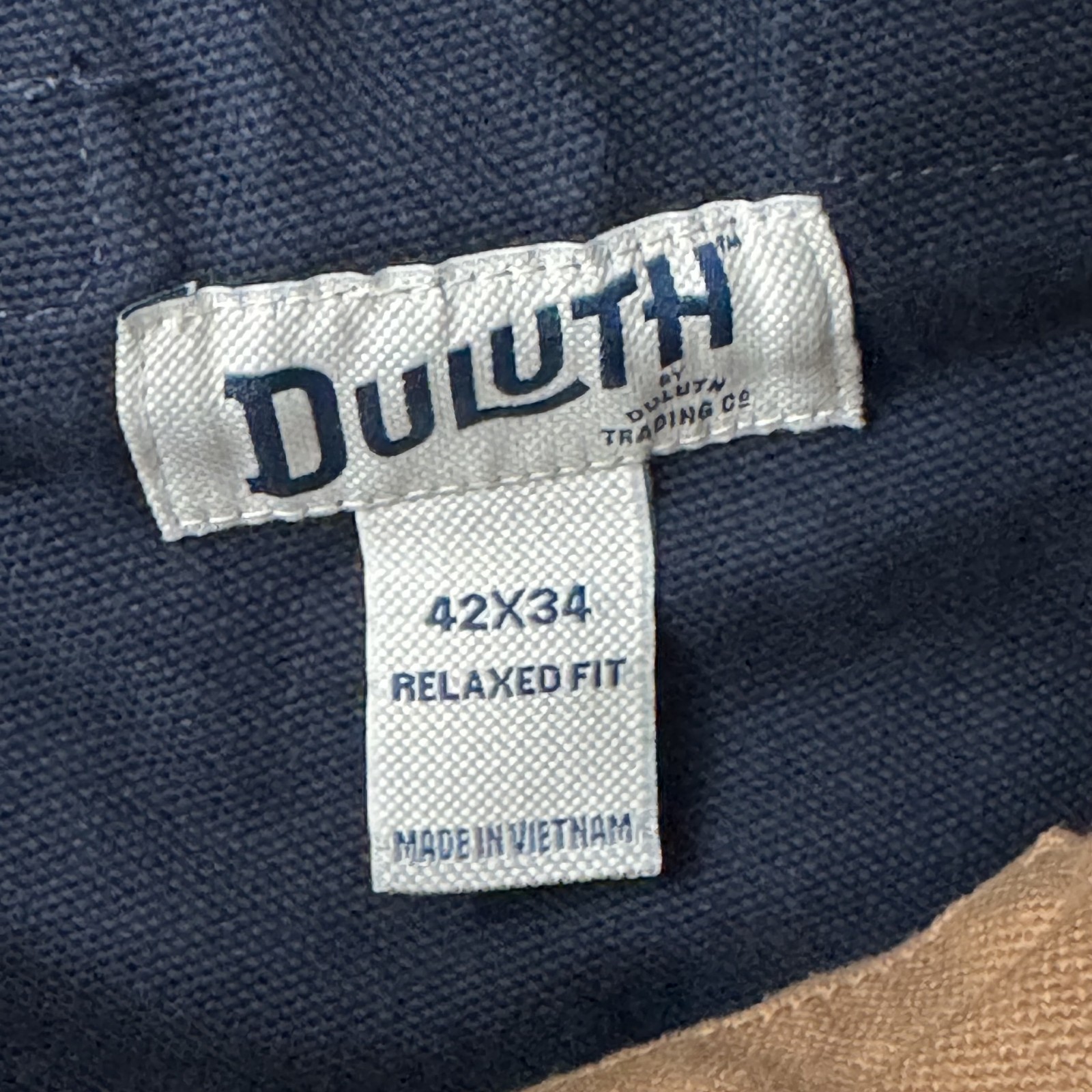 Duluth Trading Fire Hose Pants Mens 42×34 Blue Canvas Gusseted Hammer Loop Cargo