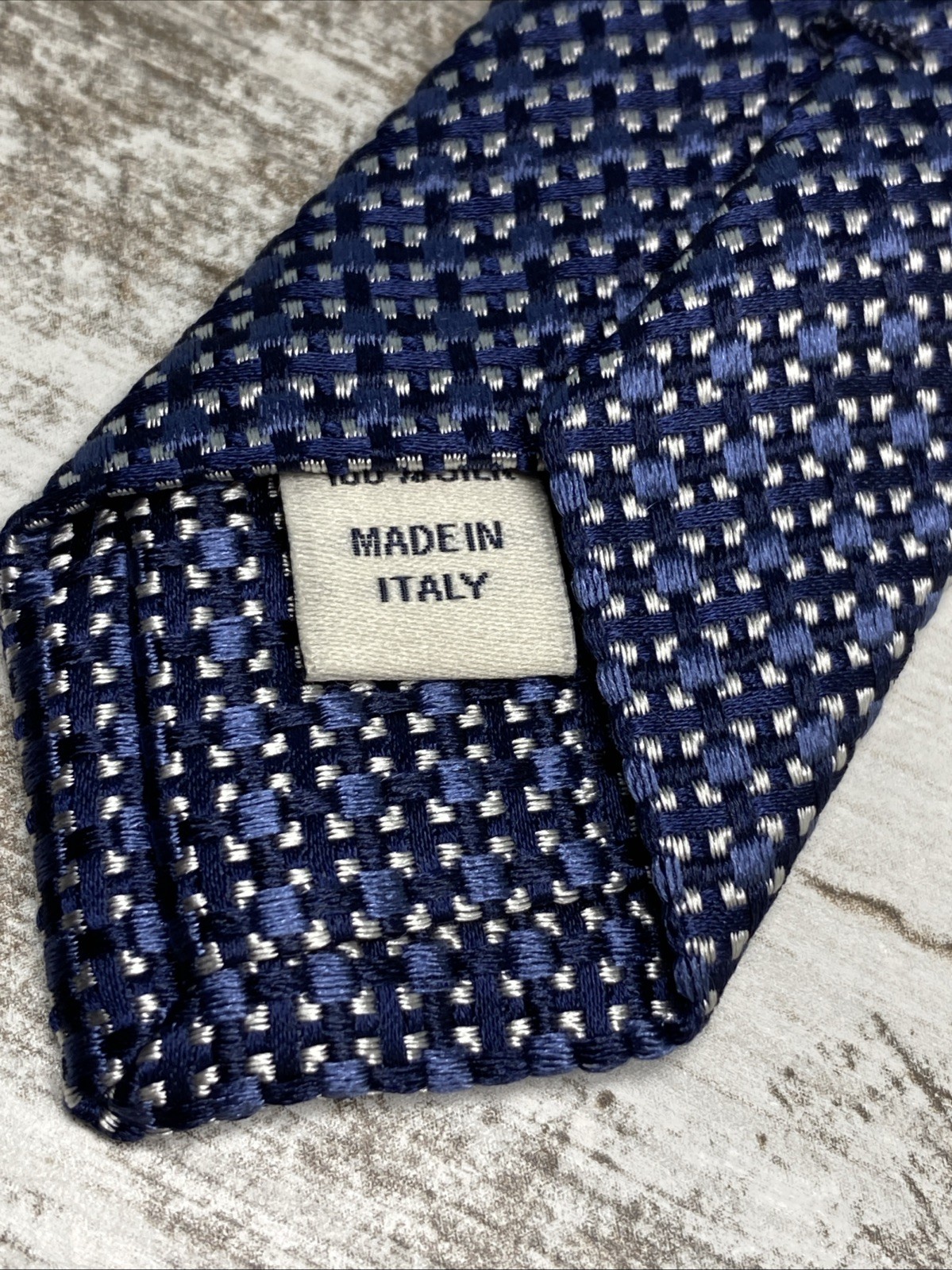 Joseph Abboud Silk Tie Blue Geometric Pattern Made In Italy Slim 2.75” NWT
