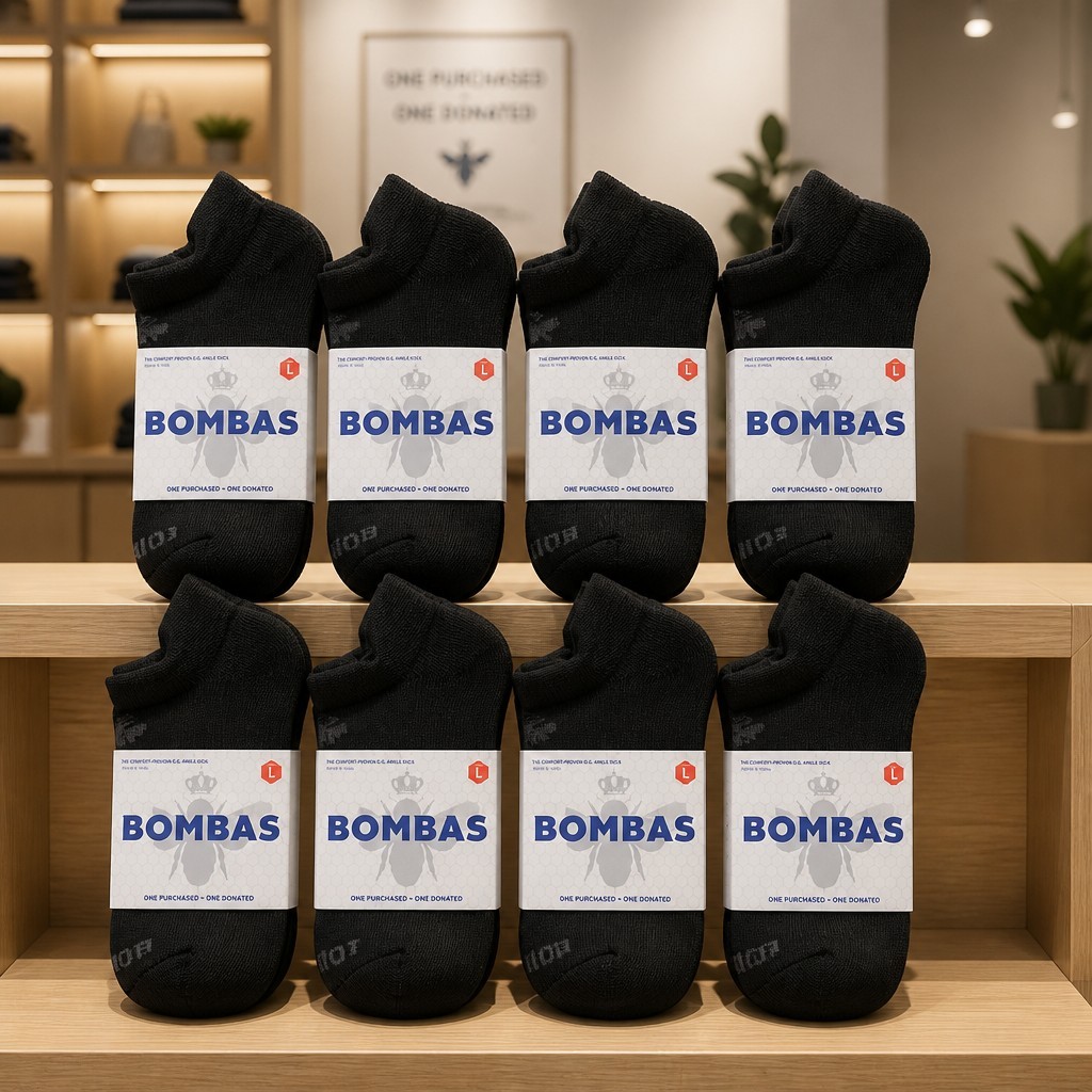 BOMBAS Men’s Black Lot of 8 Pairs Low Ankle Socks Size L Arch Support