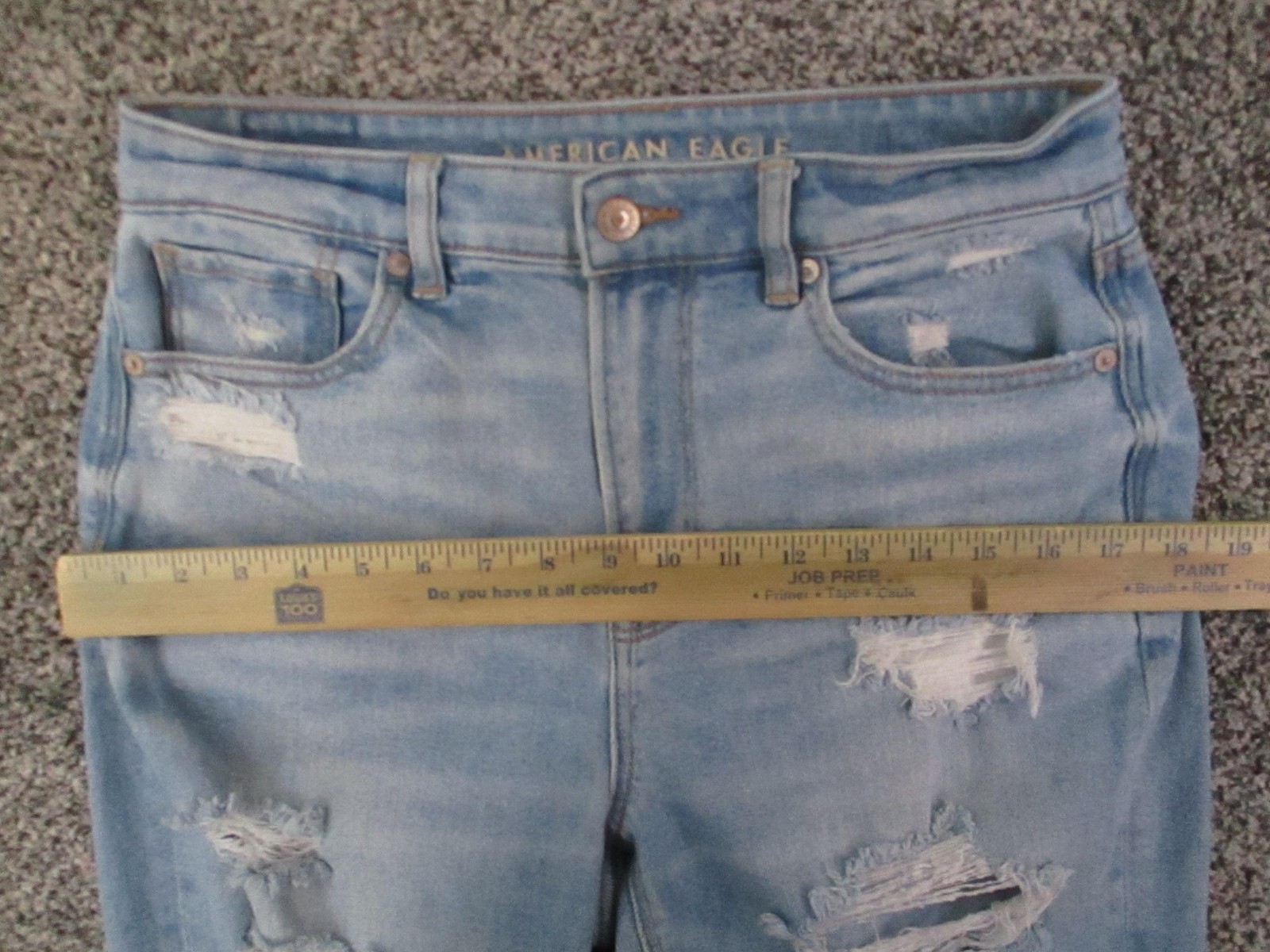 American Eagle Jeans Womens 8 Blue Mom Jean Distressed Ripped Stretch 29×28