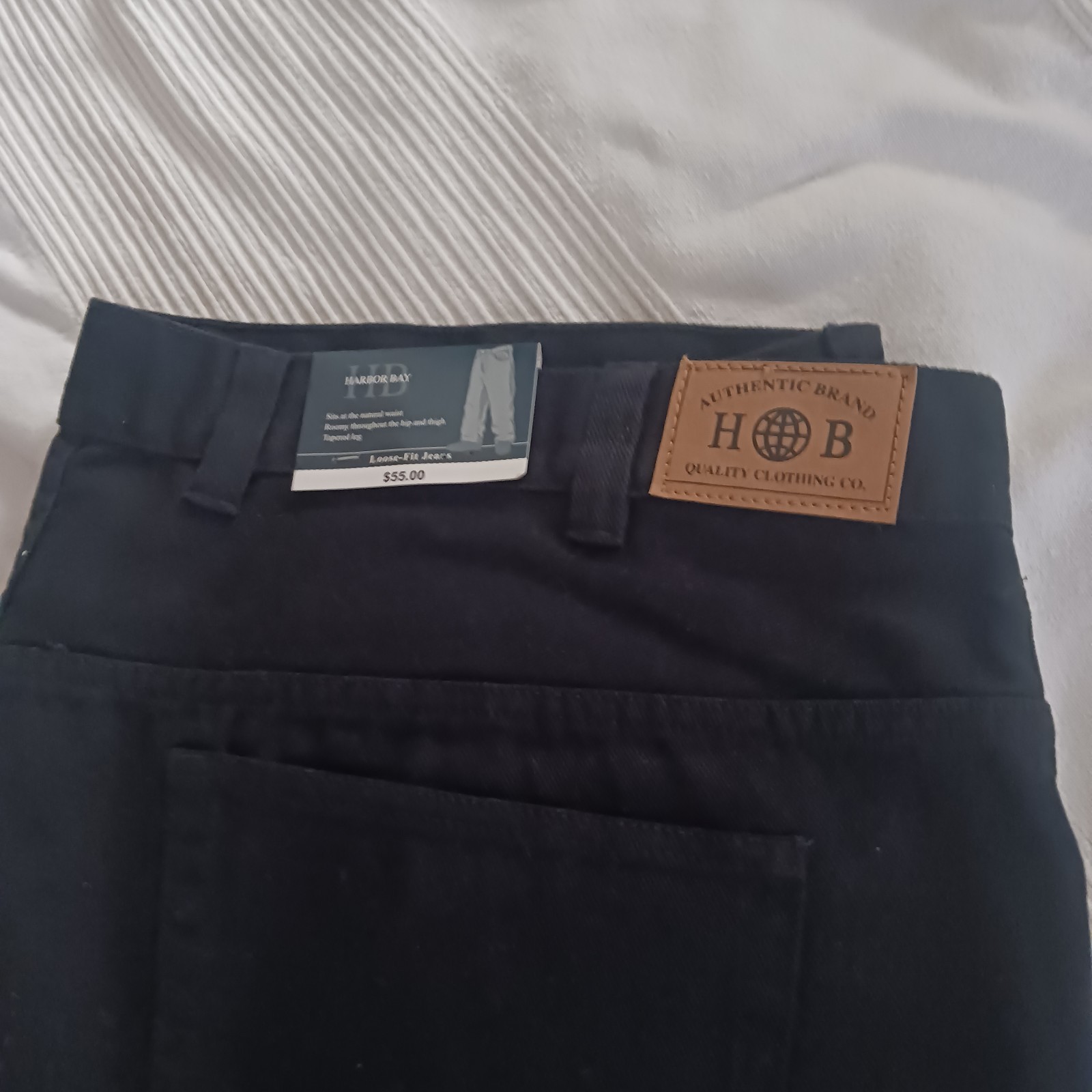 New Harbor Bay Mens Black Jeans 48 X 30 Straight Leg Denim Cotton Big And Tall