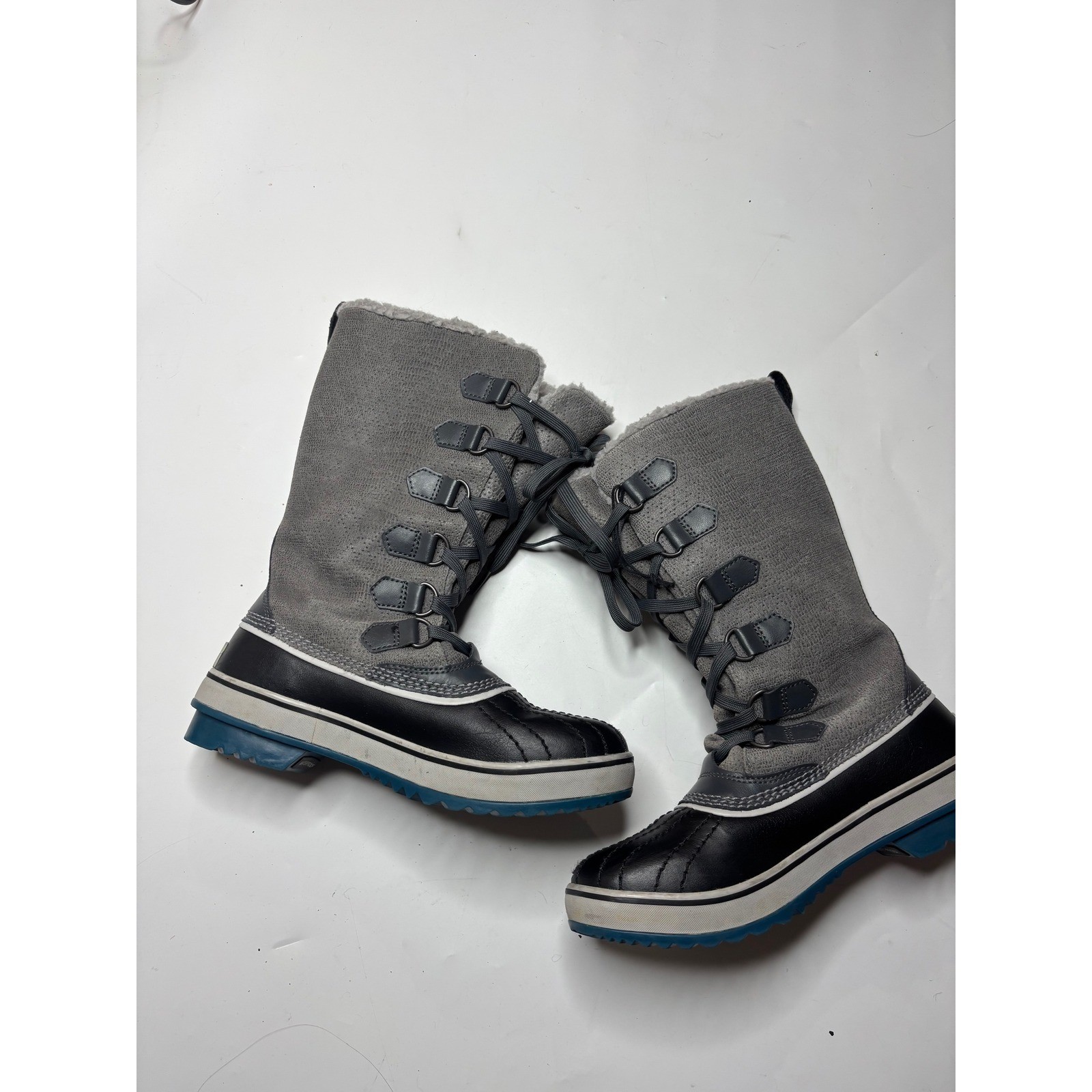 Sorel Winter Carnival Waterproof Boots Women 6.5 Grey Black NL1907-051 Snow Boot
