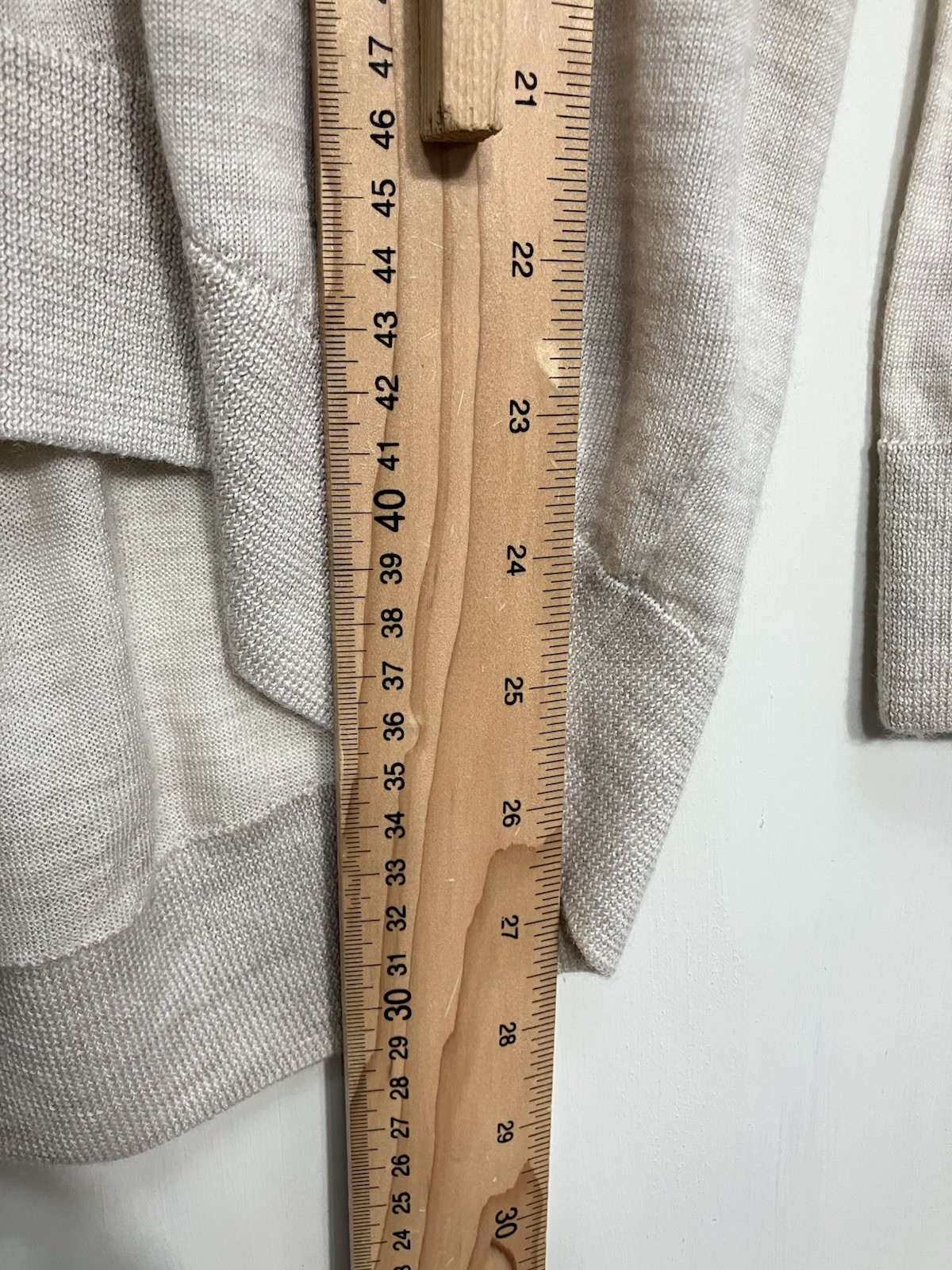 All Saints 100% Merino Wool Jumper Womens Size Small Beige Thin Knit Open Elbow