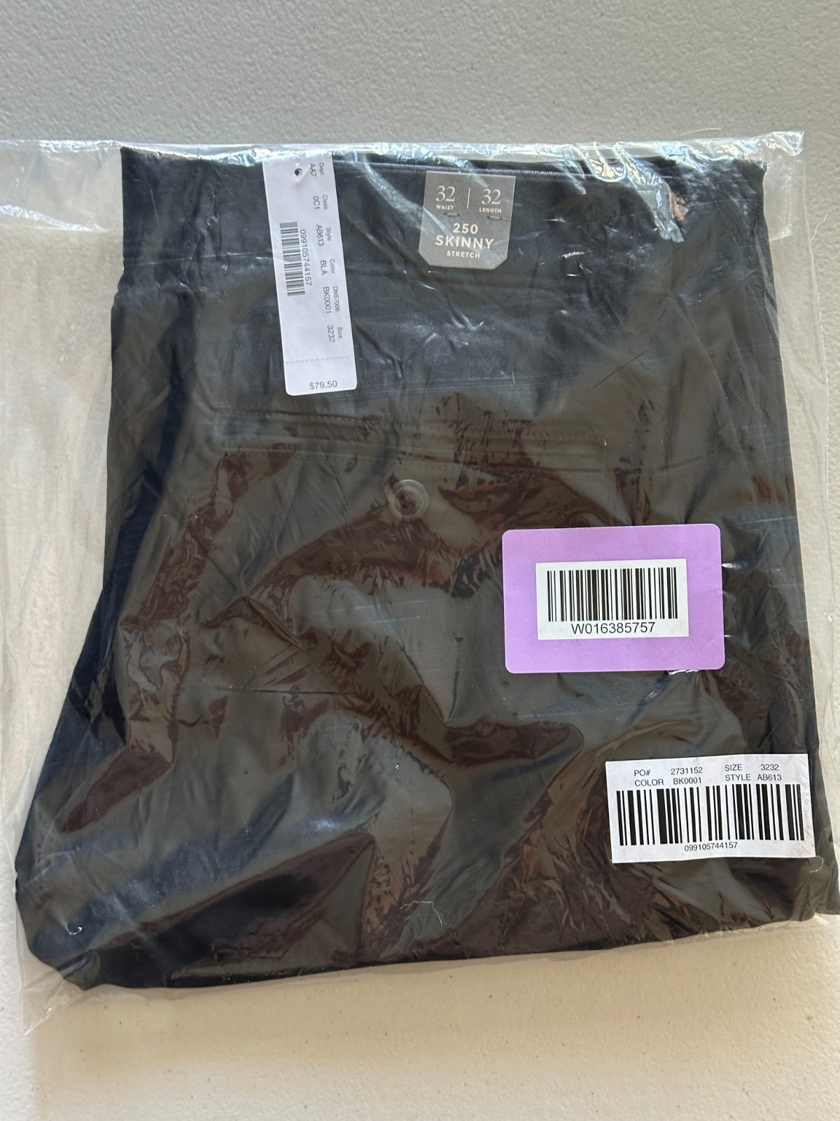 J CREW 250 SKINNY FIT PANT IN STRETCH CHINO BLACK MENS 32×32 NWT NEW SEALED $98