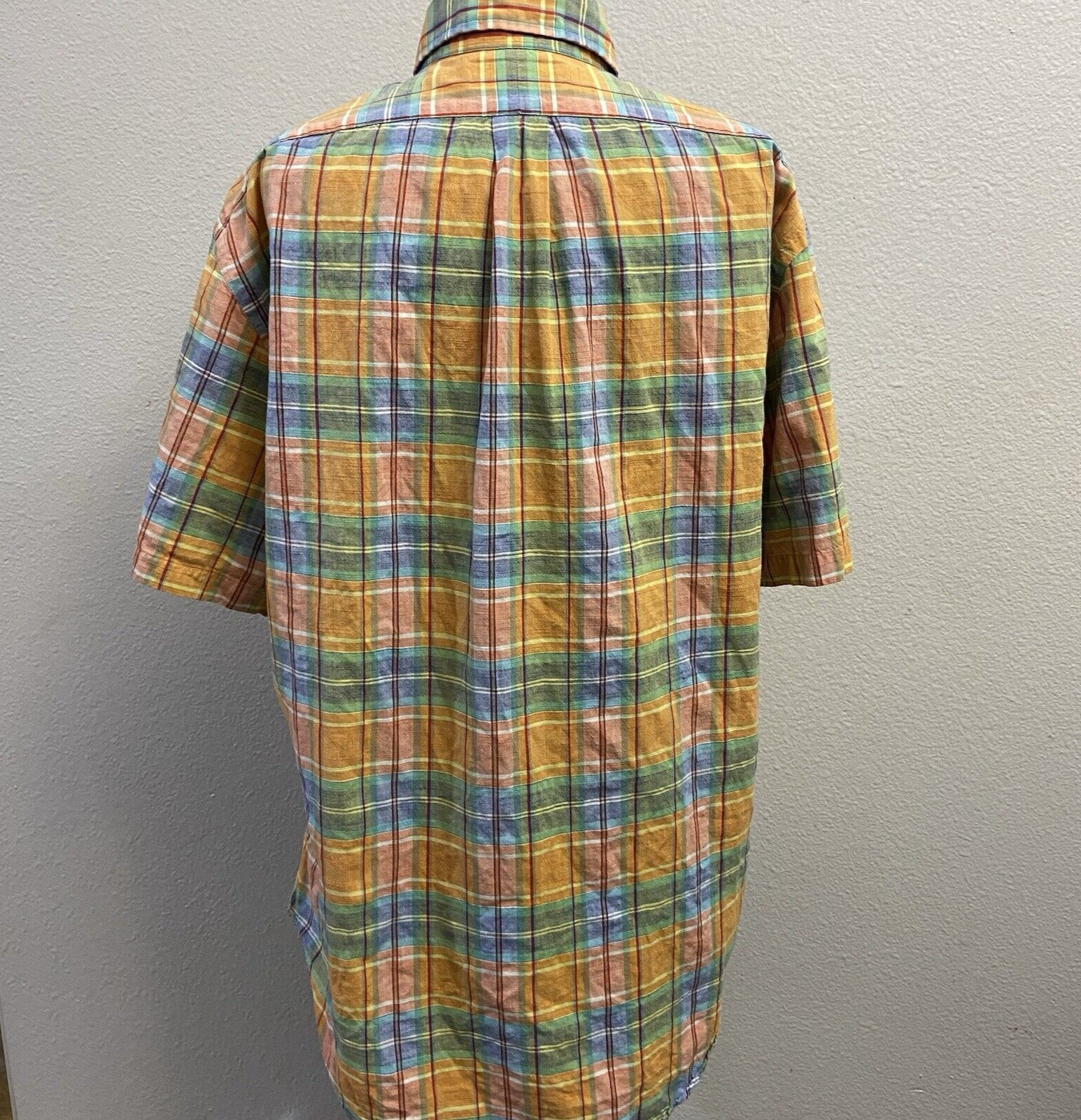 Ralph Lauren Classic Fit Oxford Button Down Shirt Men Medium Madras Plaid SS