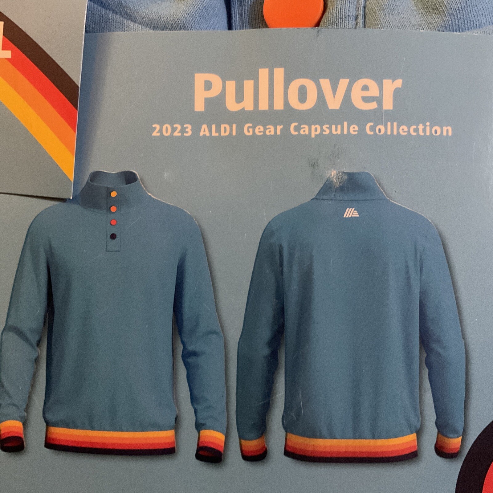 NEW Aldi Gear 2023 Pullover Teal Size XL Stripe Capsule Collection Retro Colors