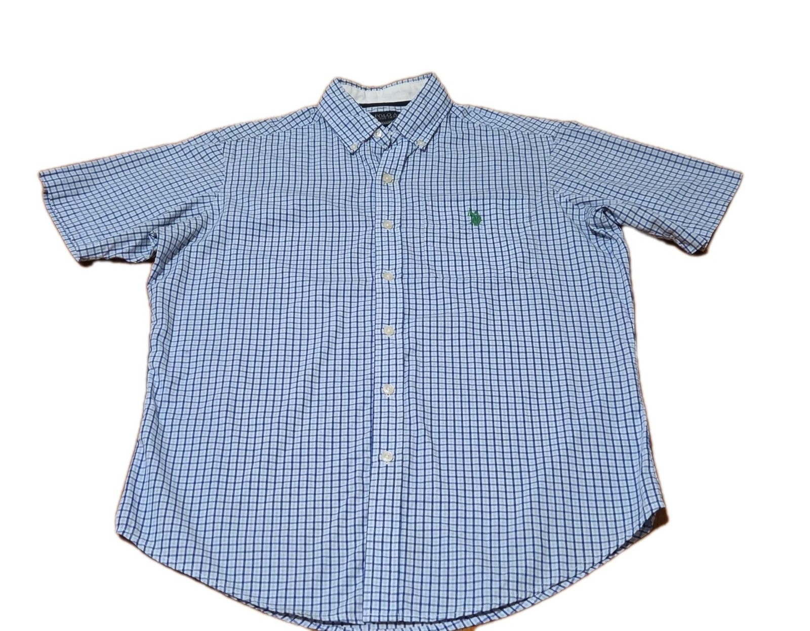 U.S. Polo Assn. Short Sleeve Button-Down Shirt Men’s S Blue White Check
