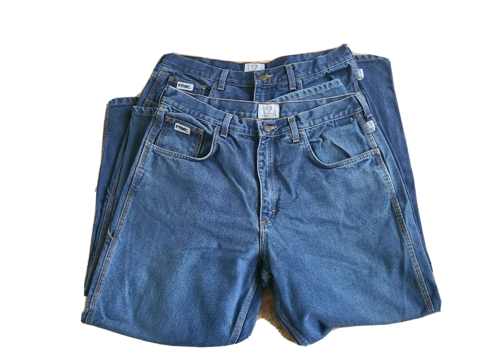 Tyndale FRMC F290T Men’s work flame resistant Blue jeans 36×29 Lot 2 EUC