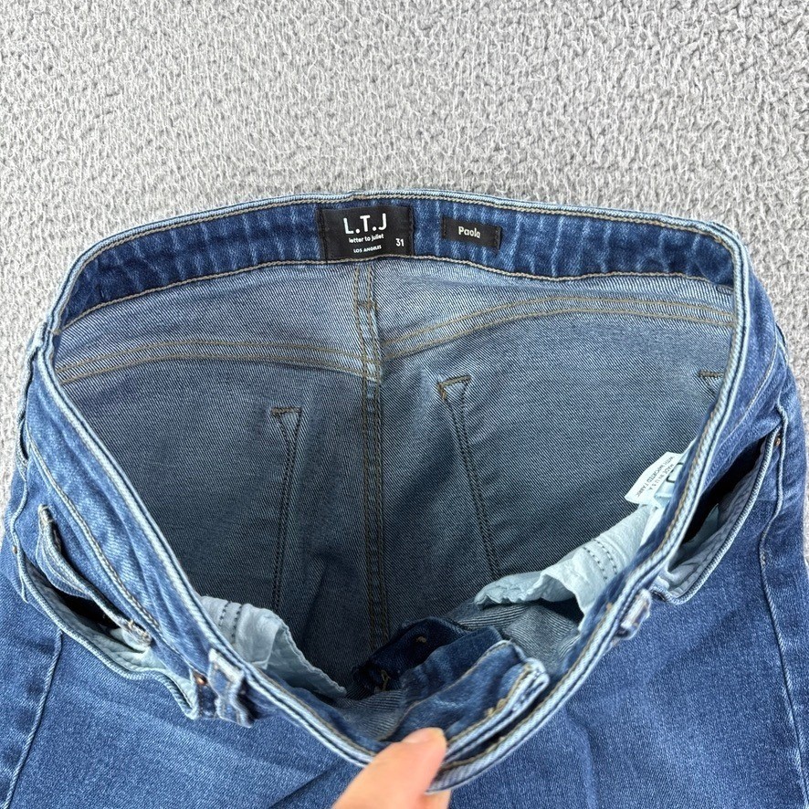 LTJ Denim Jeans Womens Size 31 Blue Paola Wide Leg High Rise Frayed Hem