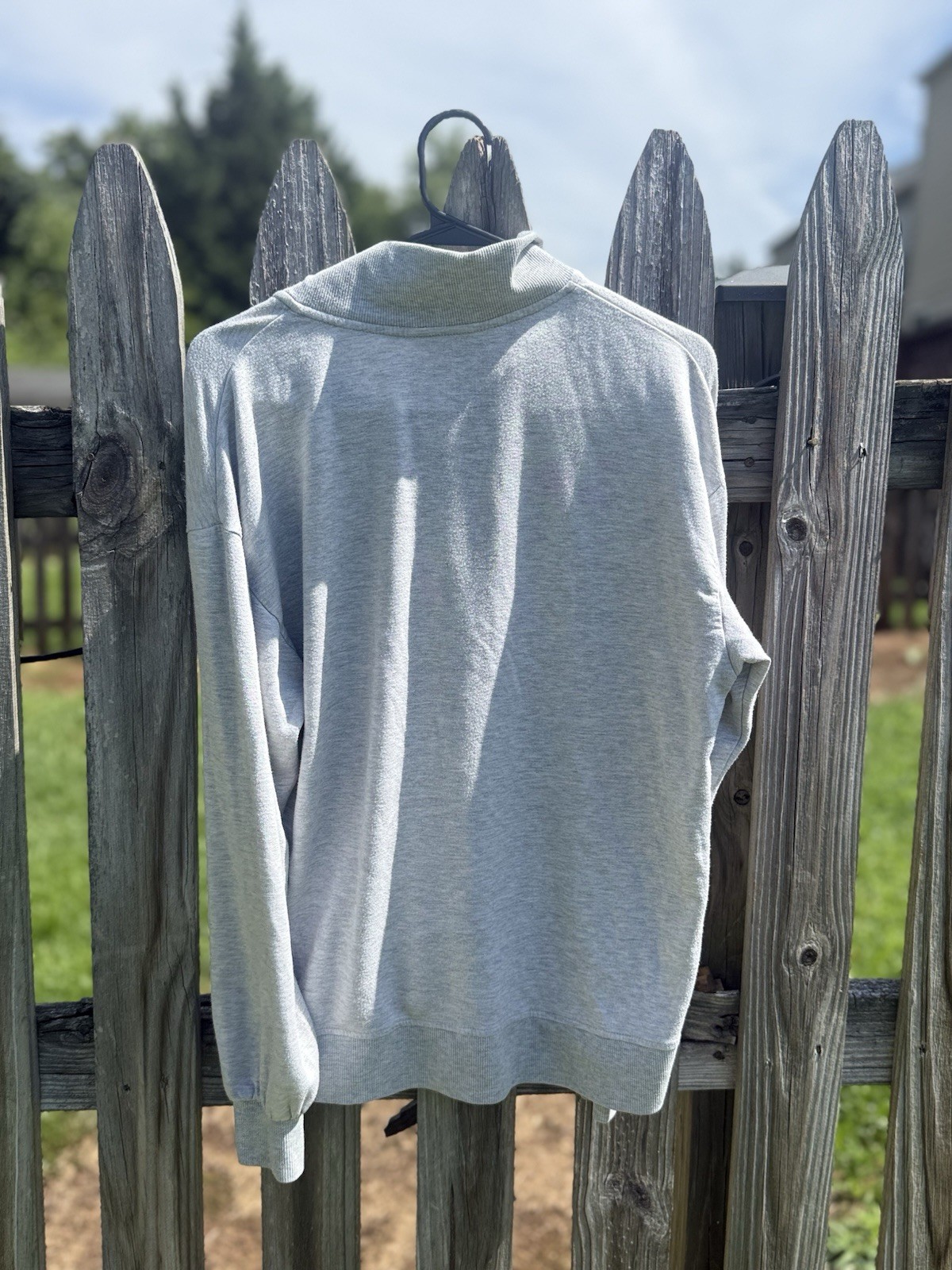 Men’s Gray Solid 1/4 Zip Mock Neck Pullover Sweatshirt Long Sleeve Size S
