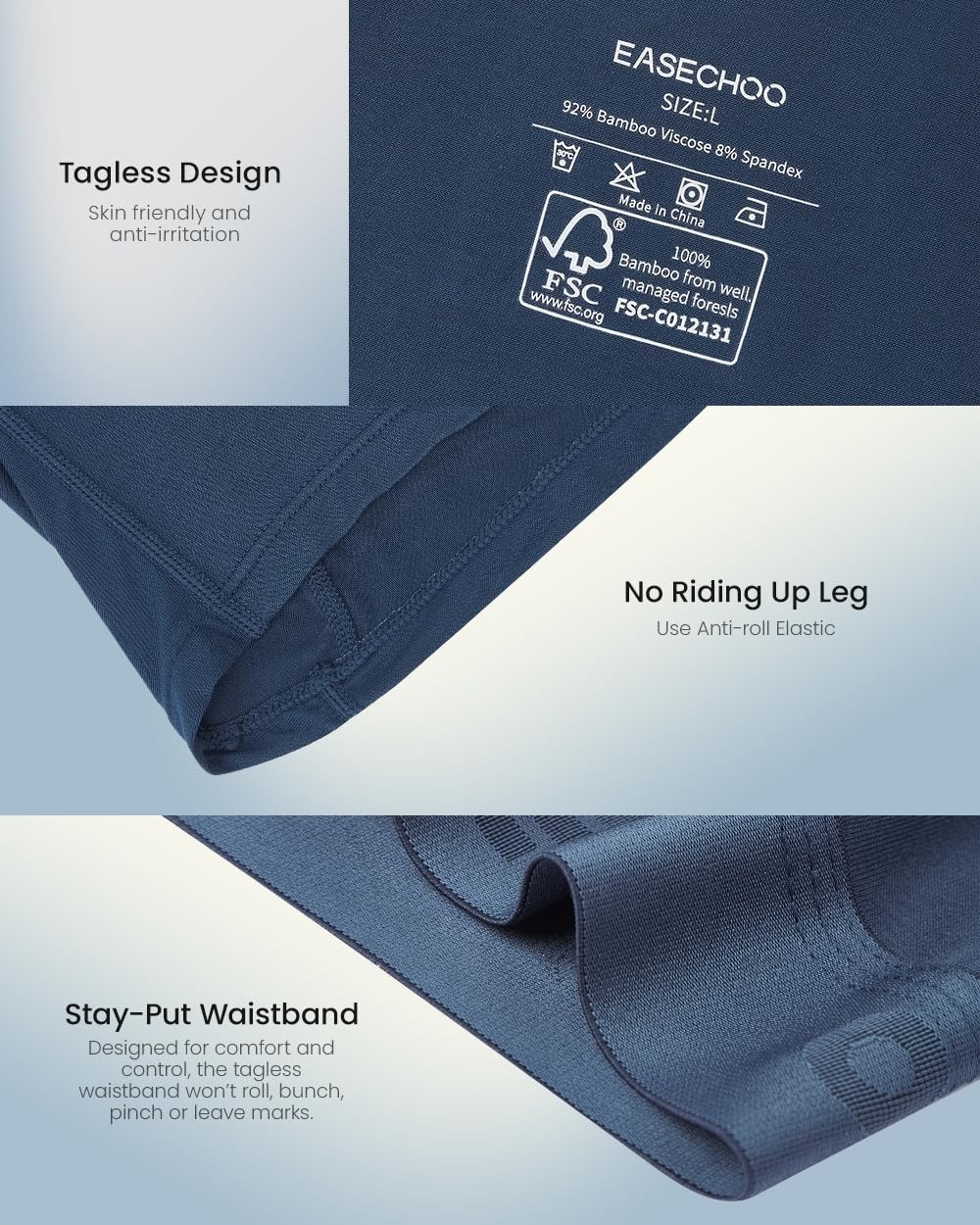 Bamboo Rayon Men’s Cooling Boxer Briefs Ultra Soft Comfortable Underwear