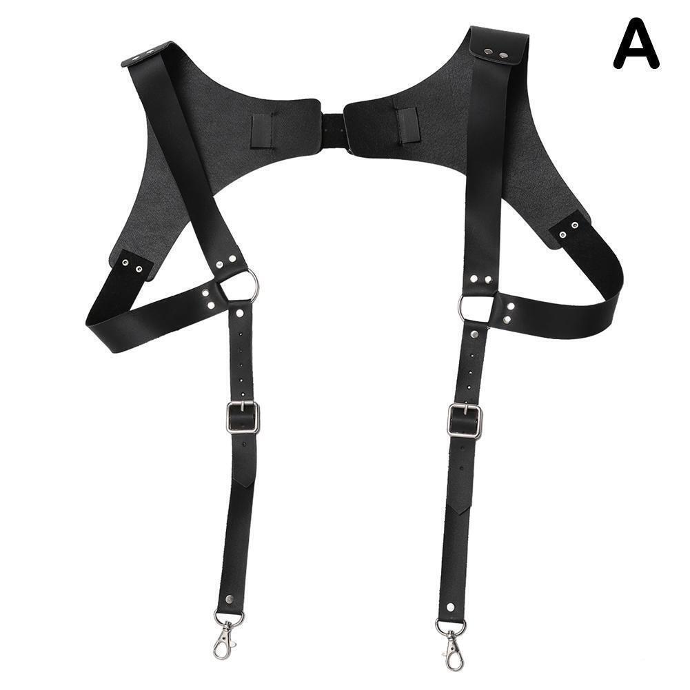 Vintage Leather Suspenders Braces Shoulder Strap Belt Harness For Men O6M3 USA