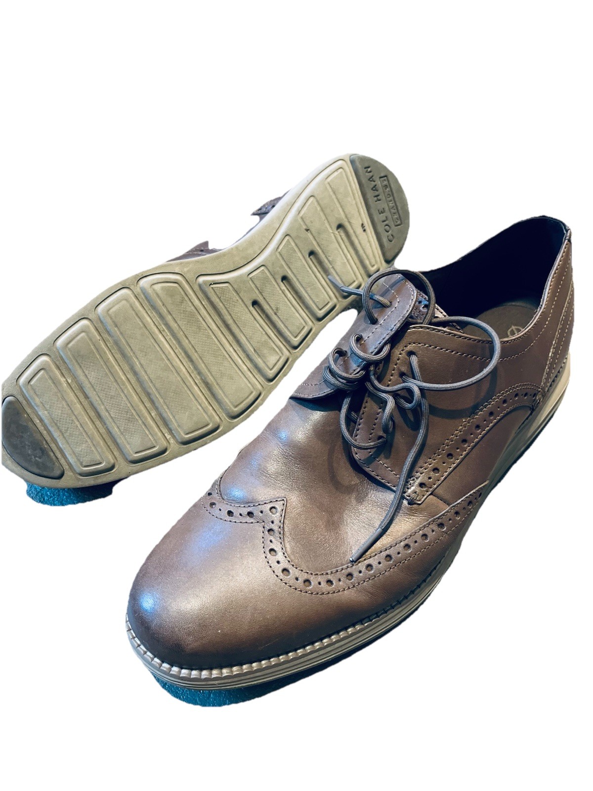 Cole Haan ØriginalGrand 2.0 Leather Wingtip Brown Lace-Up Oxford Shoes Men US 12
