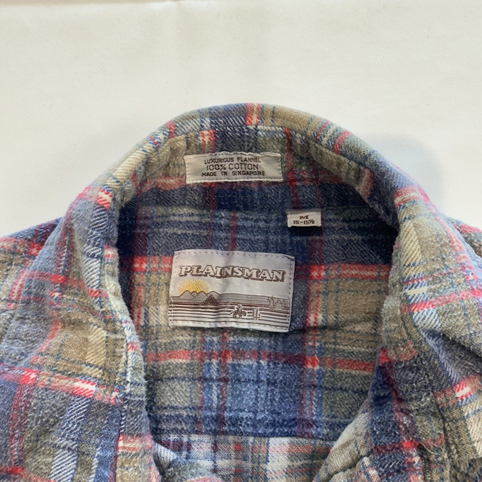 VTG Plainsman Pearl Snap Long Sleeve Shirt Plaid Mens M Western Cowboy