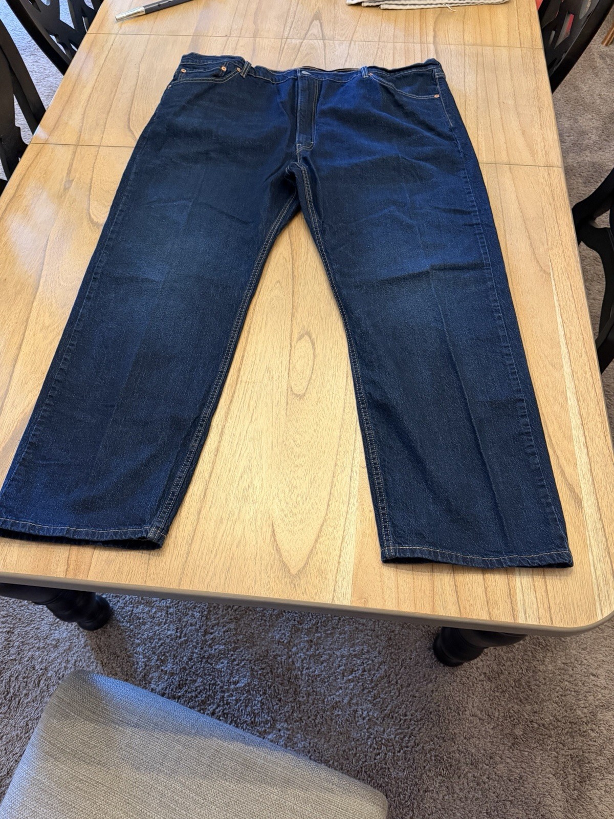 Levis 505 Jeans Mens 48×32 Dark Wash Straight Leg Big Tall Denim Clean