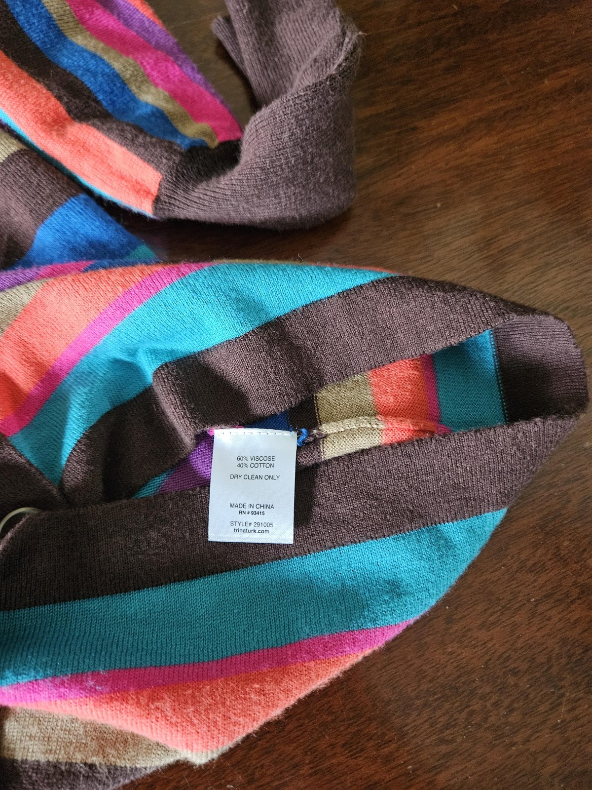 Trina Turk Sweater Med Womens Striped Button Cardigan Retro Batwing Art Viscose